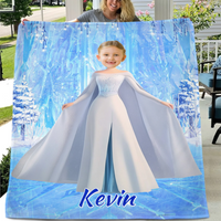 Custom Elsa Princess Blanket - Ice Themed Blanket with Personalized Name - Gifts for Girl,Children,Daughter