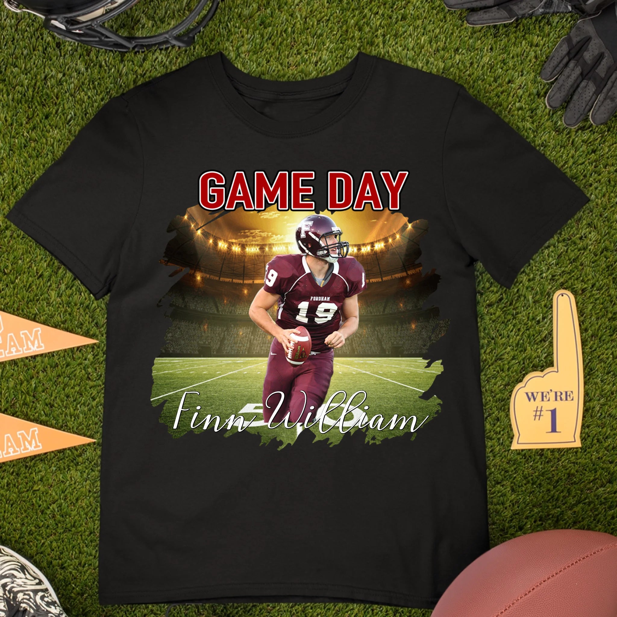 Personalized Photo Customized Name Customized Custom Team Name - Football Game Day Personalized T-Shirts - Gifts for Football Fans
