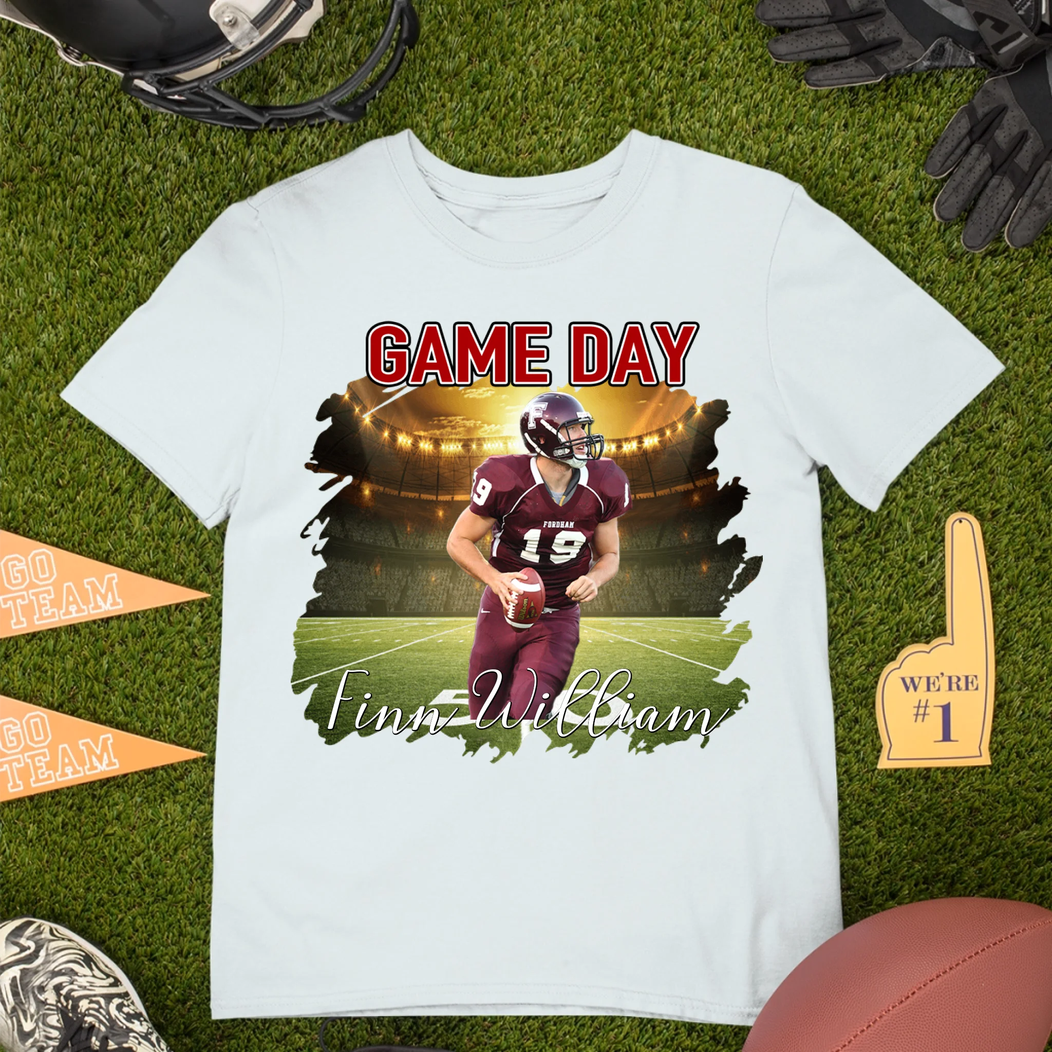 Personalized Photo Customized Name Customized Custom Team Name - Football Game Day Personalized T-Shirts - Gifts for Football Fans