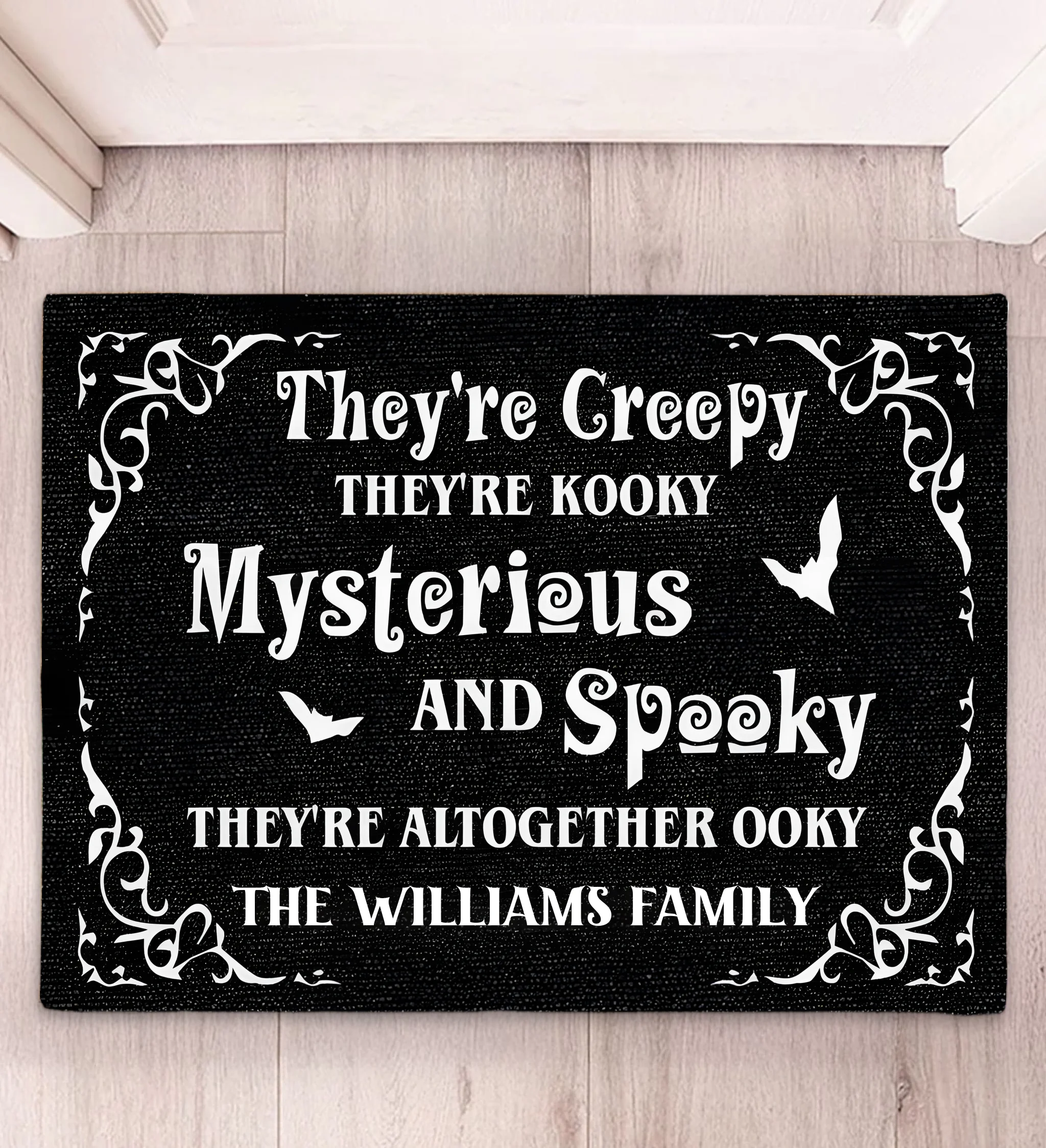Mysterious Kooky Spooky Halloween Customized Doormat - Personalized Family Name - Gifts For Family and Halloween Enthusiasts