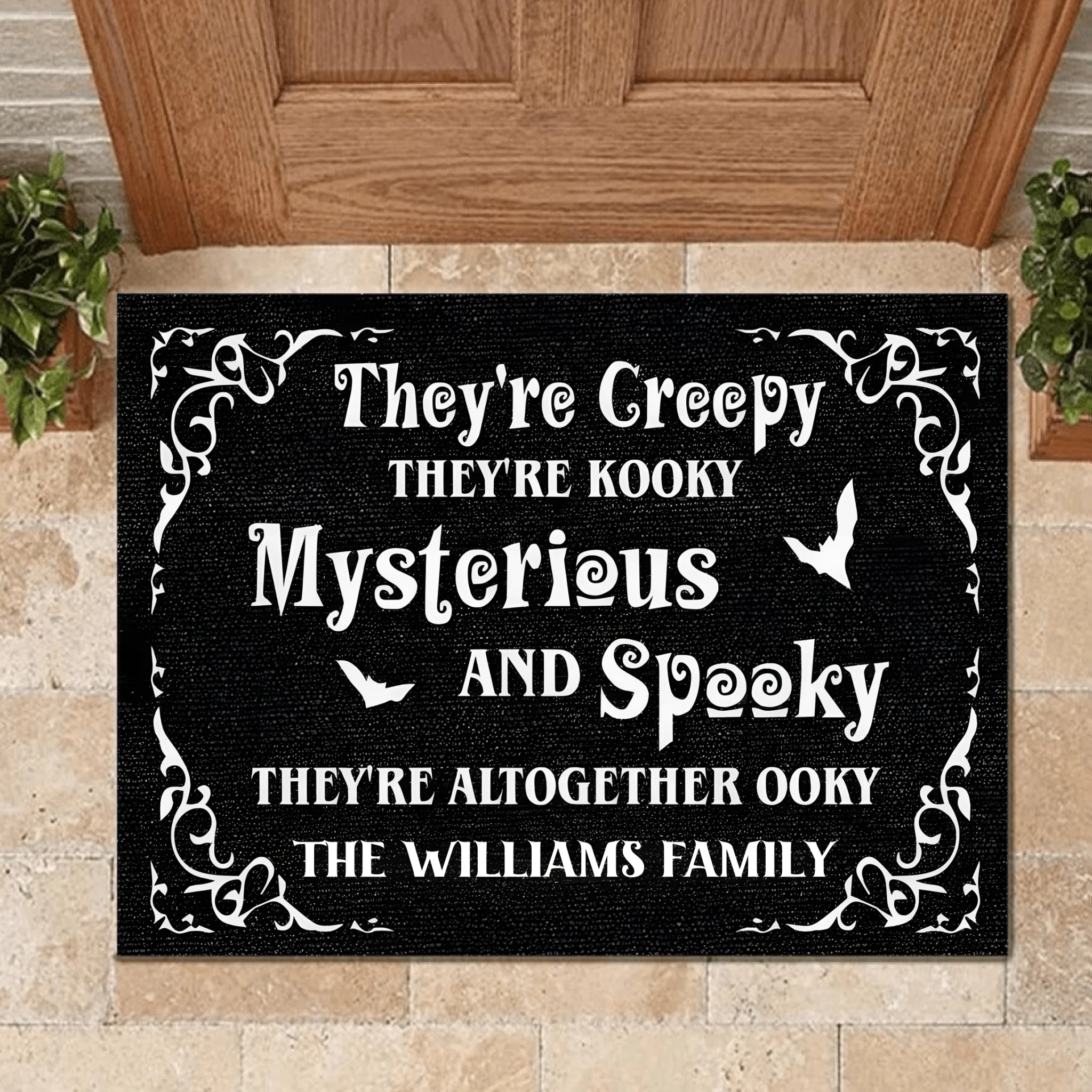 Mysterious Kooky Spooky Halloween Customized Doormat - Personalized Family Name - Gifts For Family and Halloween Enthusiasts