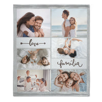 Personalized Family Photo Collage Blanket Custom Picture Throw Gift for Couples and Parents