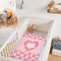 Custom Vintage Checker Heart Blanket – Personalized Argyle Heart Soft Throw – Gift for Girls