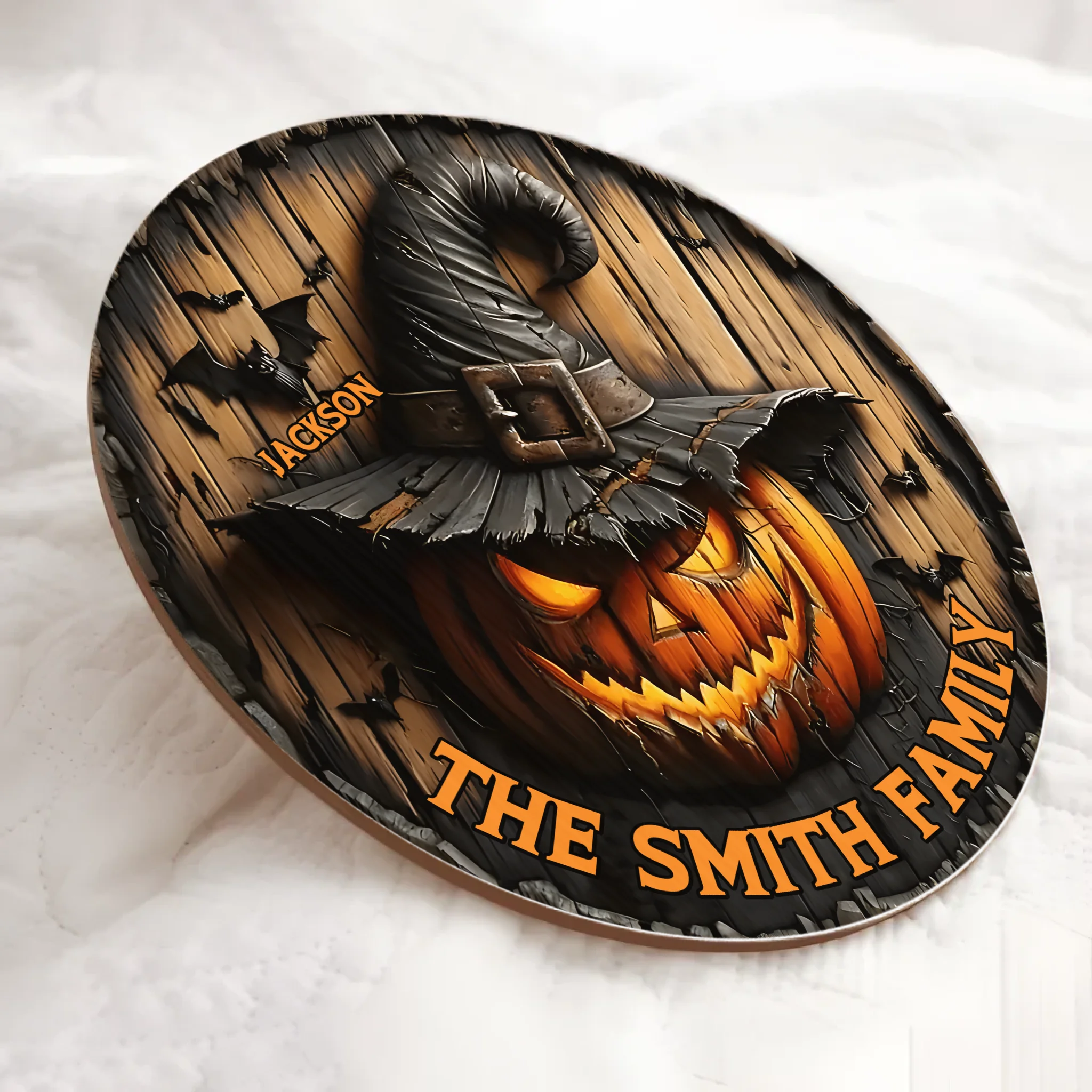 Witch Pumpkin Family - Personalized Name Wooden Sign - Gifts For Family and Halloween Enthusiasts