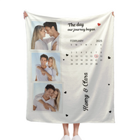 Personalized Couple Photo Calendar Blanket The Day We Met Anniversary Gift
