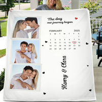 Personalized Couple Photo Calendar Blanket The Day We Met Anniversary Gift