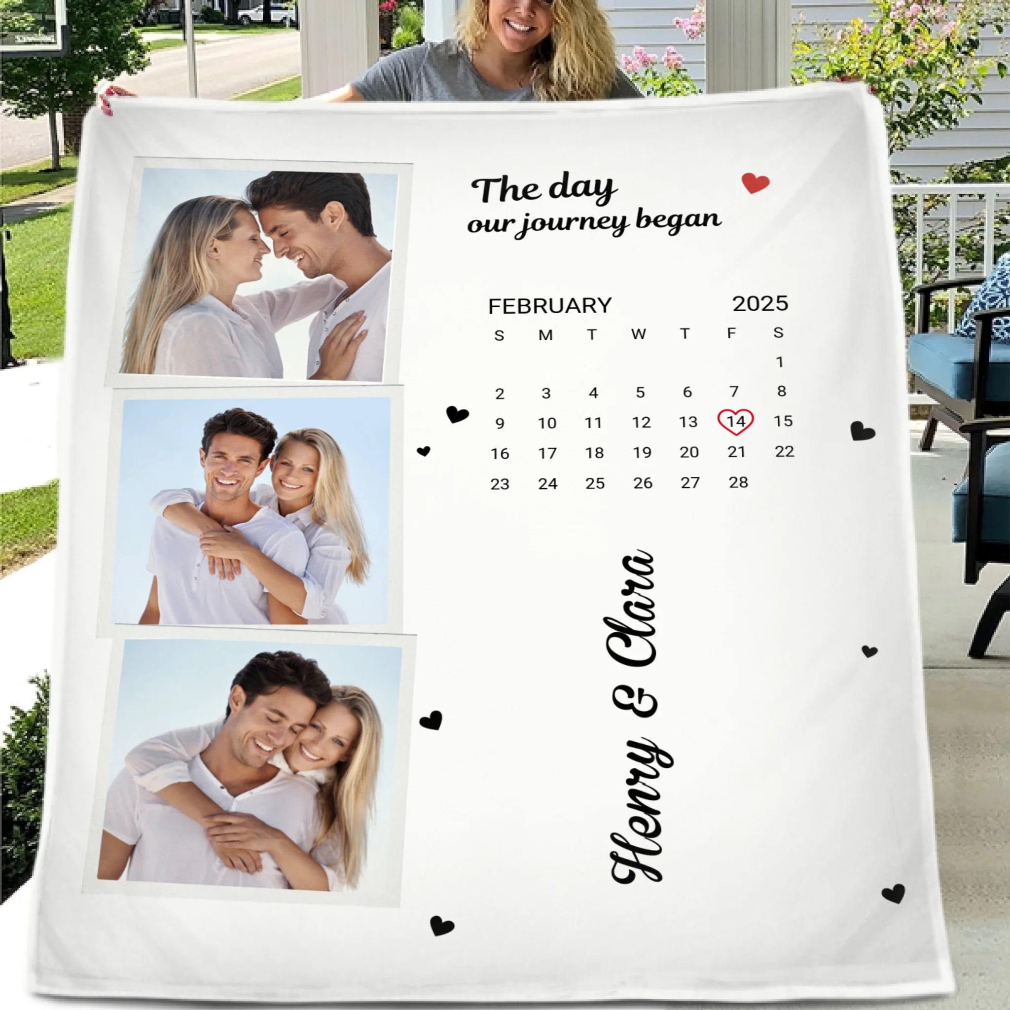 Personalized Couple Photo Calendar Blanket The Day We Met Anniversary Gift