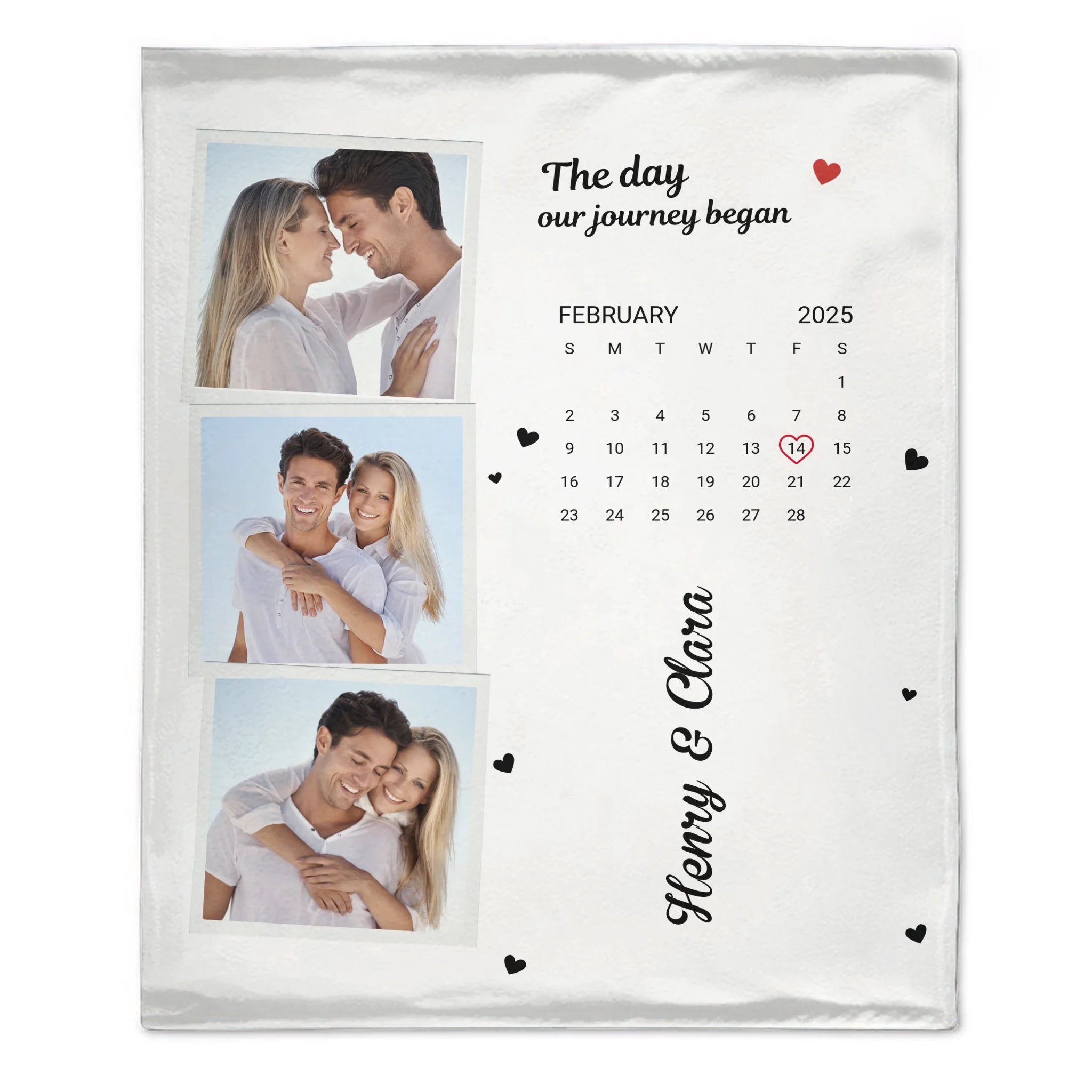 Personalized Couple Photo Calendar Blanket The Day We Met Anniversary Gift