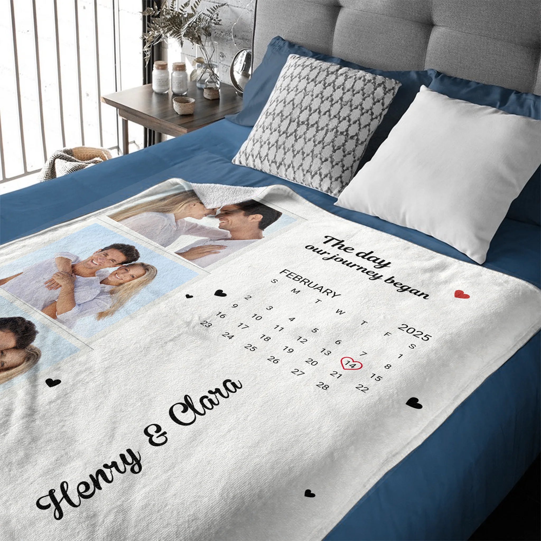 Personalized Couple Photo Calendar Blanket The Day We Met Anniversary Gift