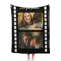 Personalized Film Strip Photo Blanket – Love You Forever Gift for Couples & Families