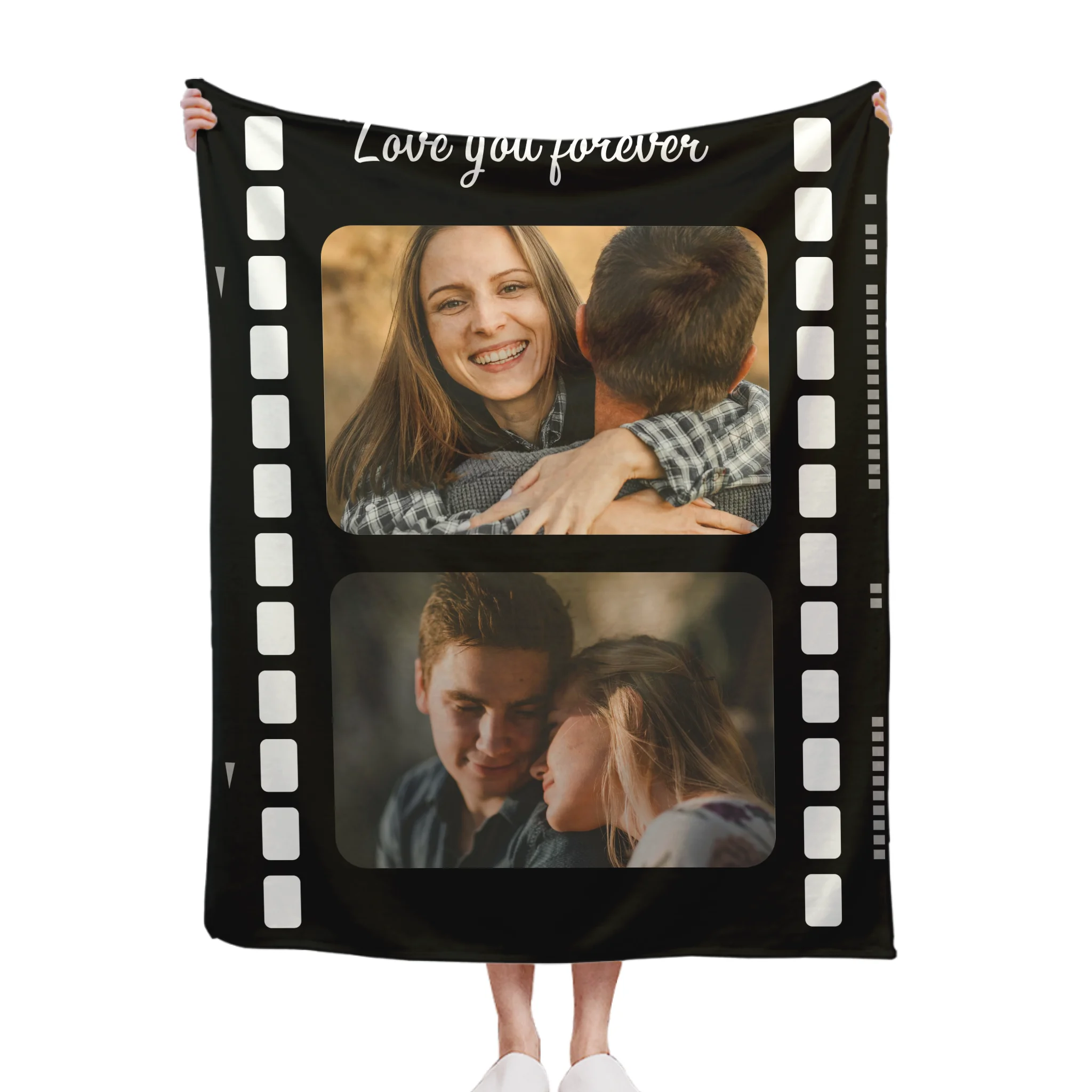 Personalized Film Strip Photo Blanket – Love You Forever Gift for Couples & Families