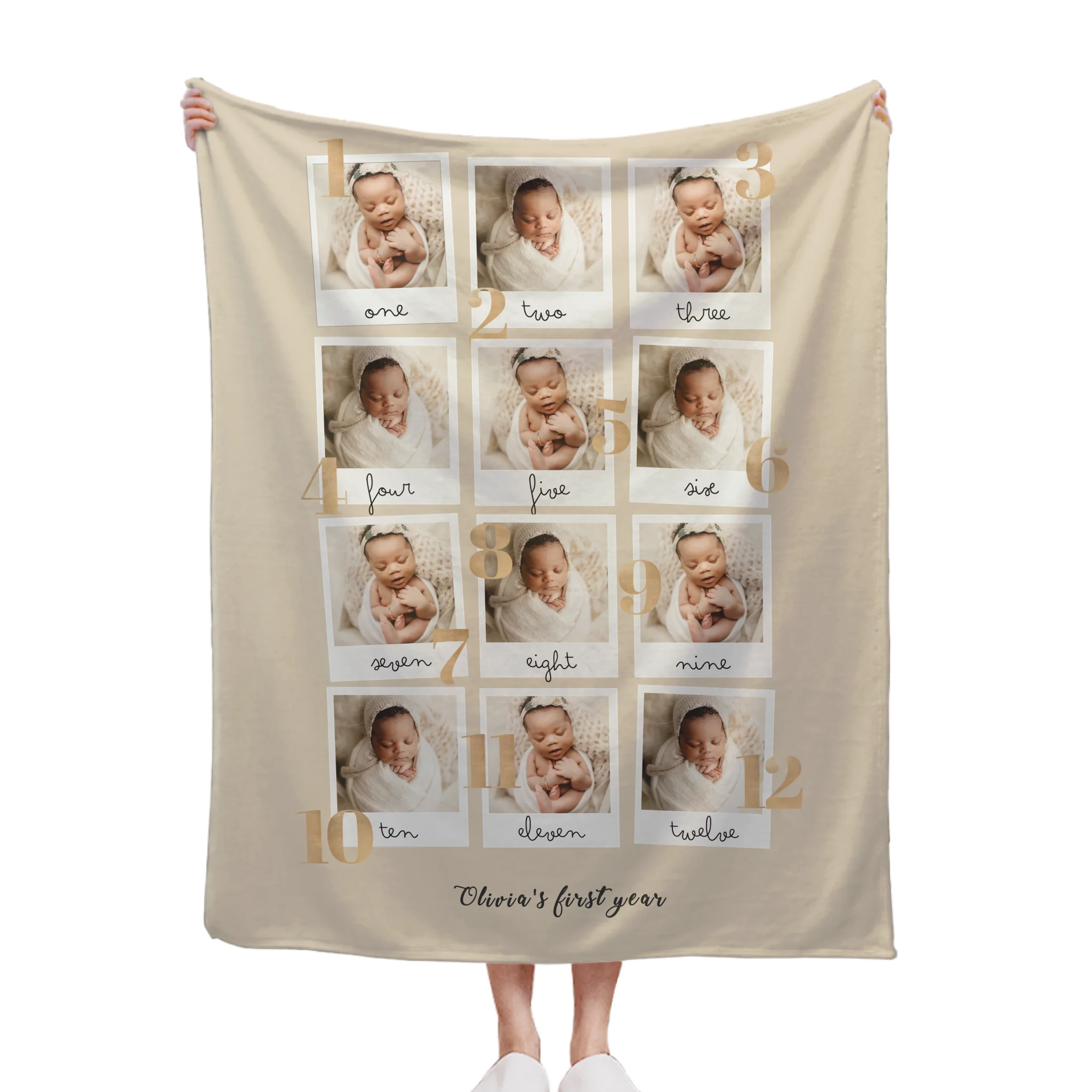Personalized Milestone Baby Blanket From Newborn to One Year of Love in Photos