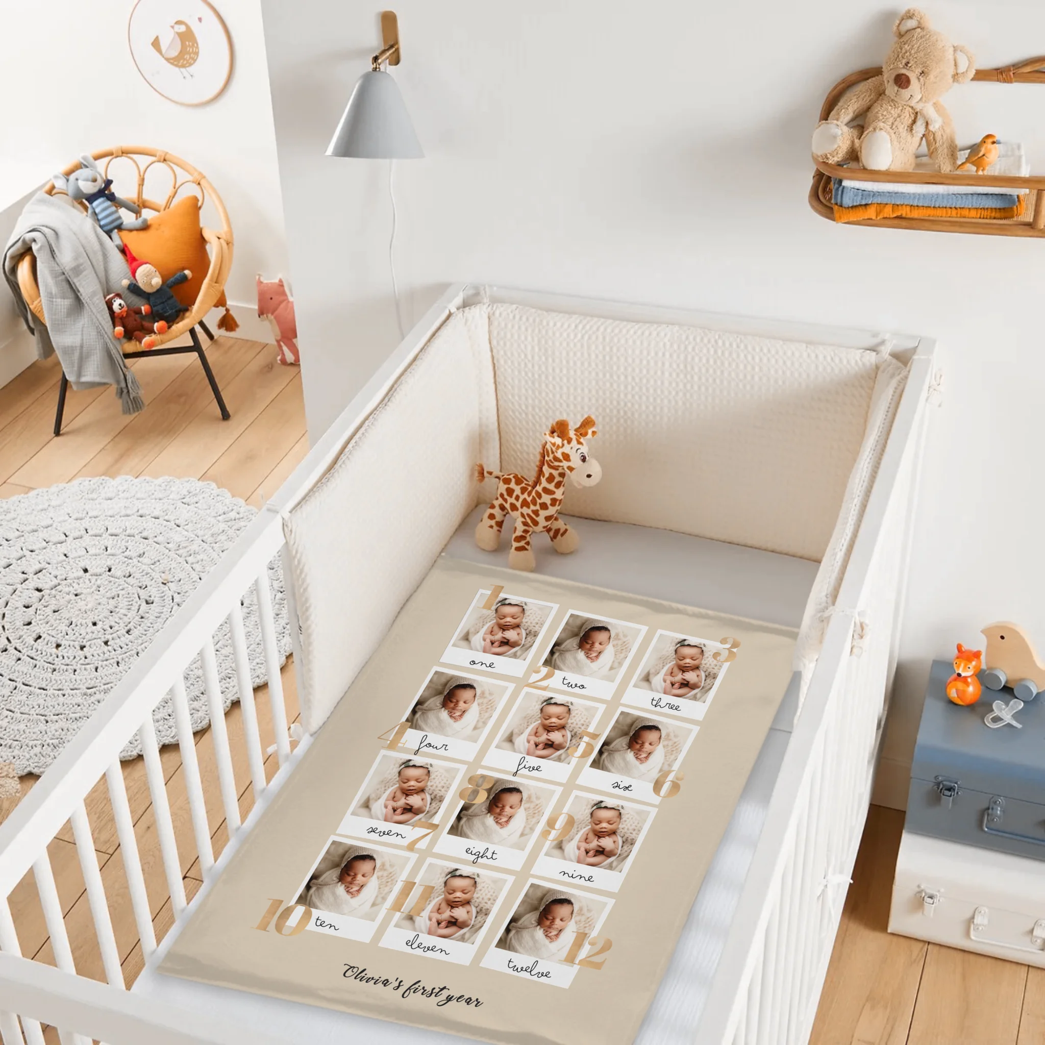 Personalized Milestone Baby Blanket From Newborn to One Year of Love in Photos