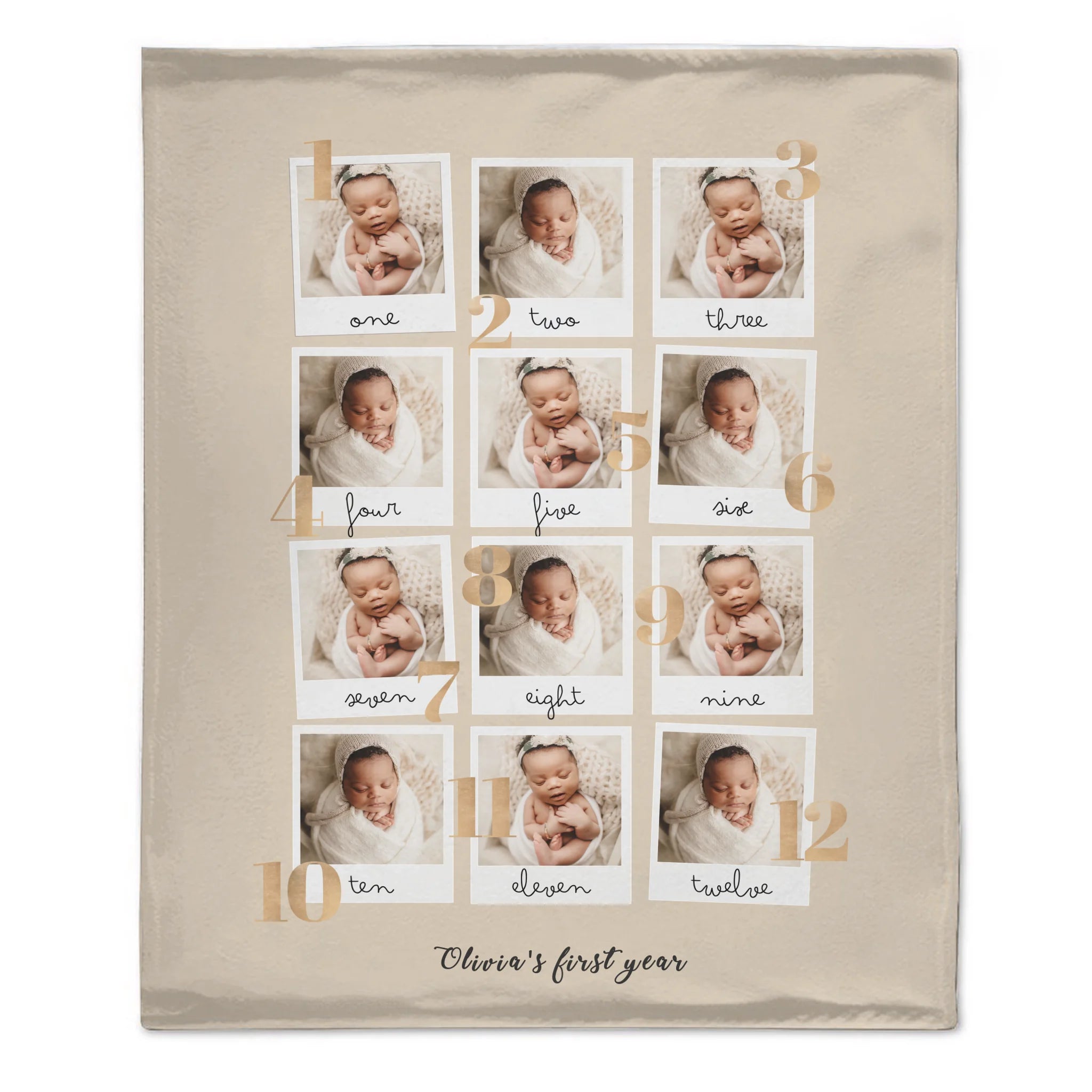 Personalized Milestone Baby Blanket From Newborn to One Year of Love in Photos
