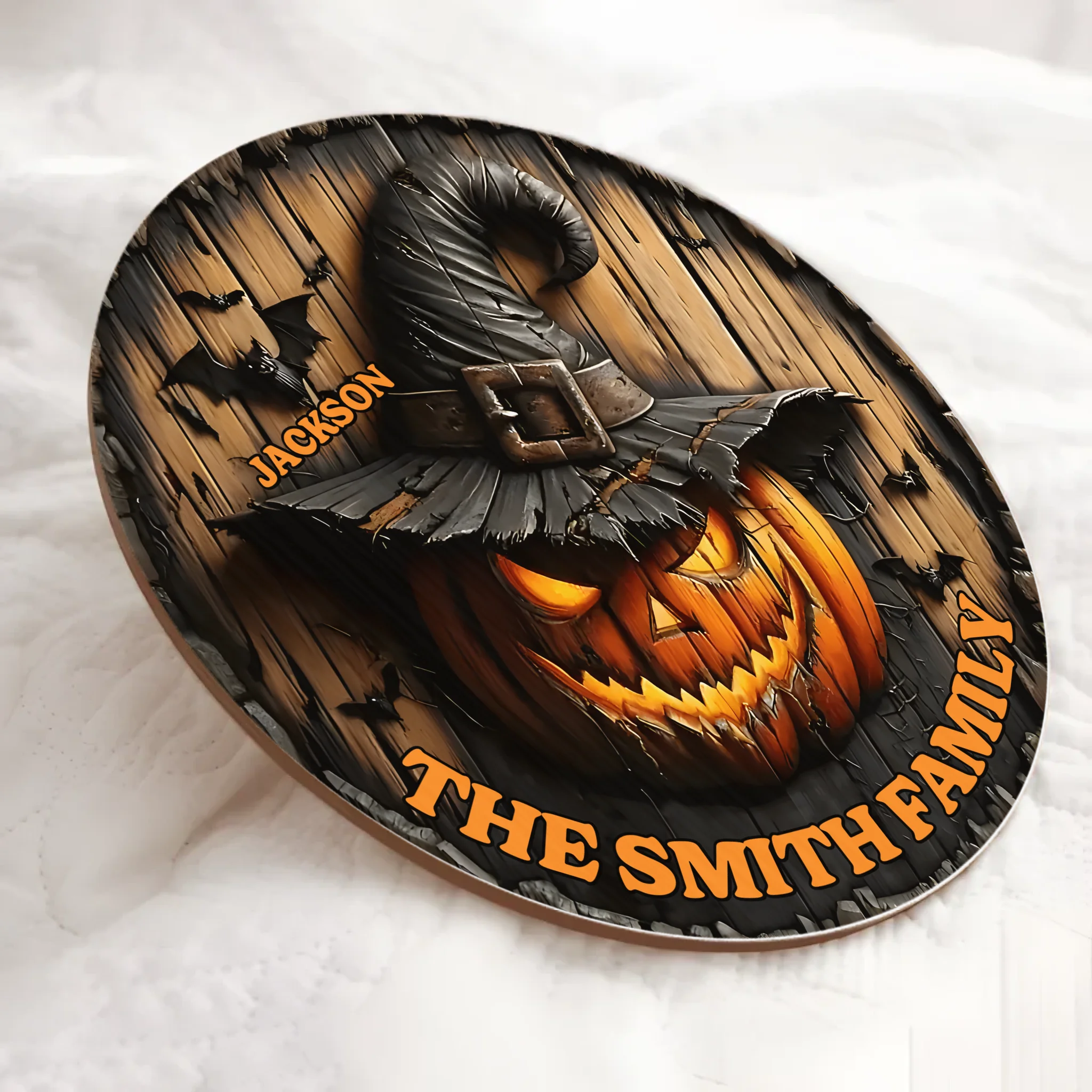Witch Pumpkin Family - Personalized Name Wooden Sign - Gifts For Family and Halloween Enthusiasts