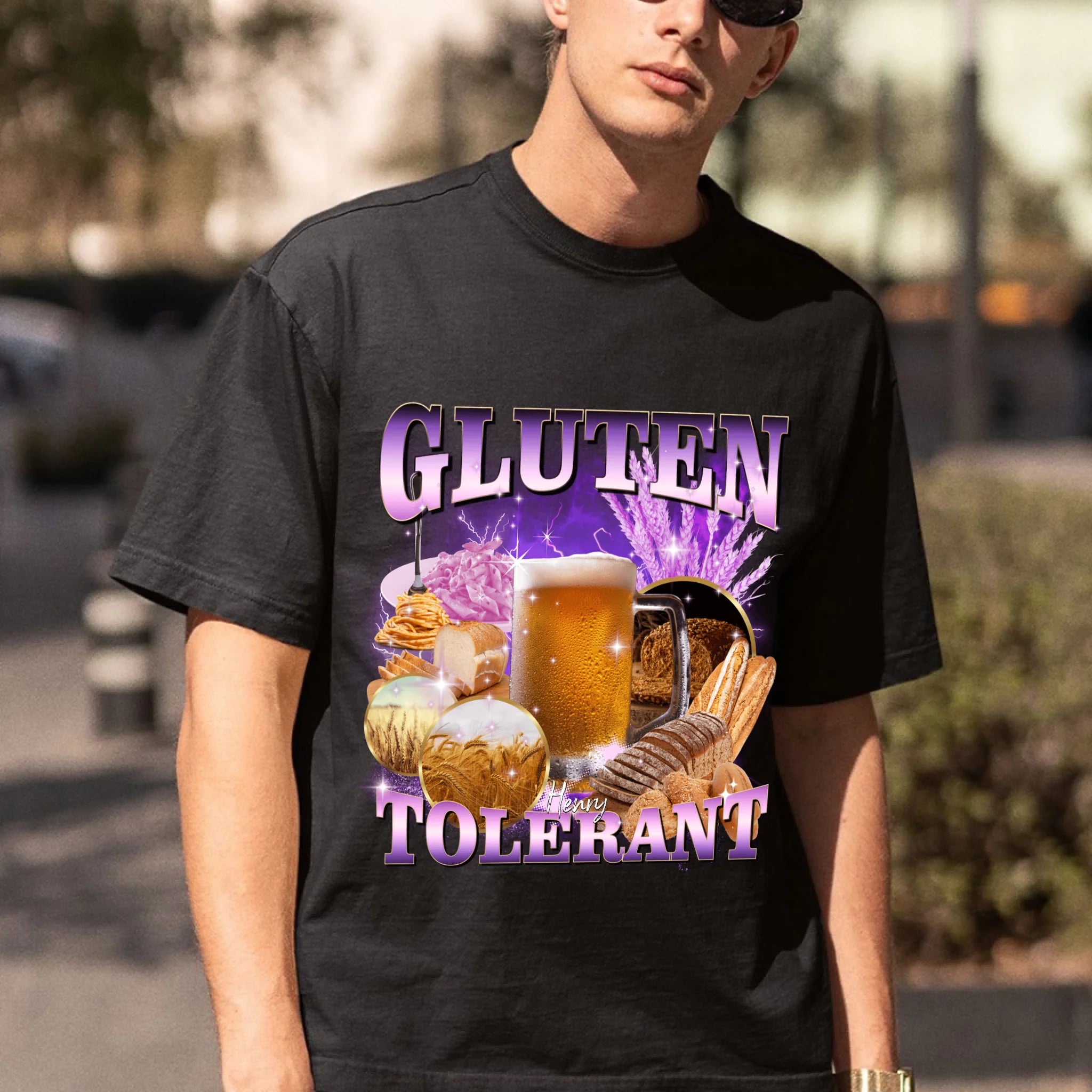 Gluten Intolerant Funny Meme T Shirt Unhinged Bootleg Style Graphic Tee