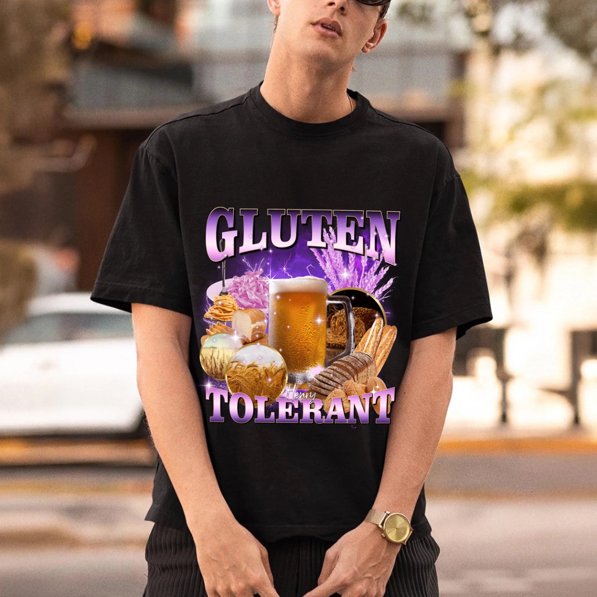 Gluten Intolerant Funny Meme T Shirt Unhinged Bootleg Style Graphic Tee