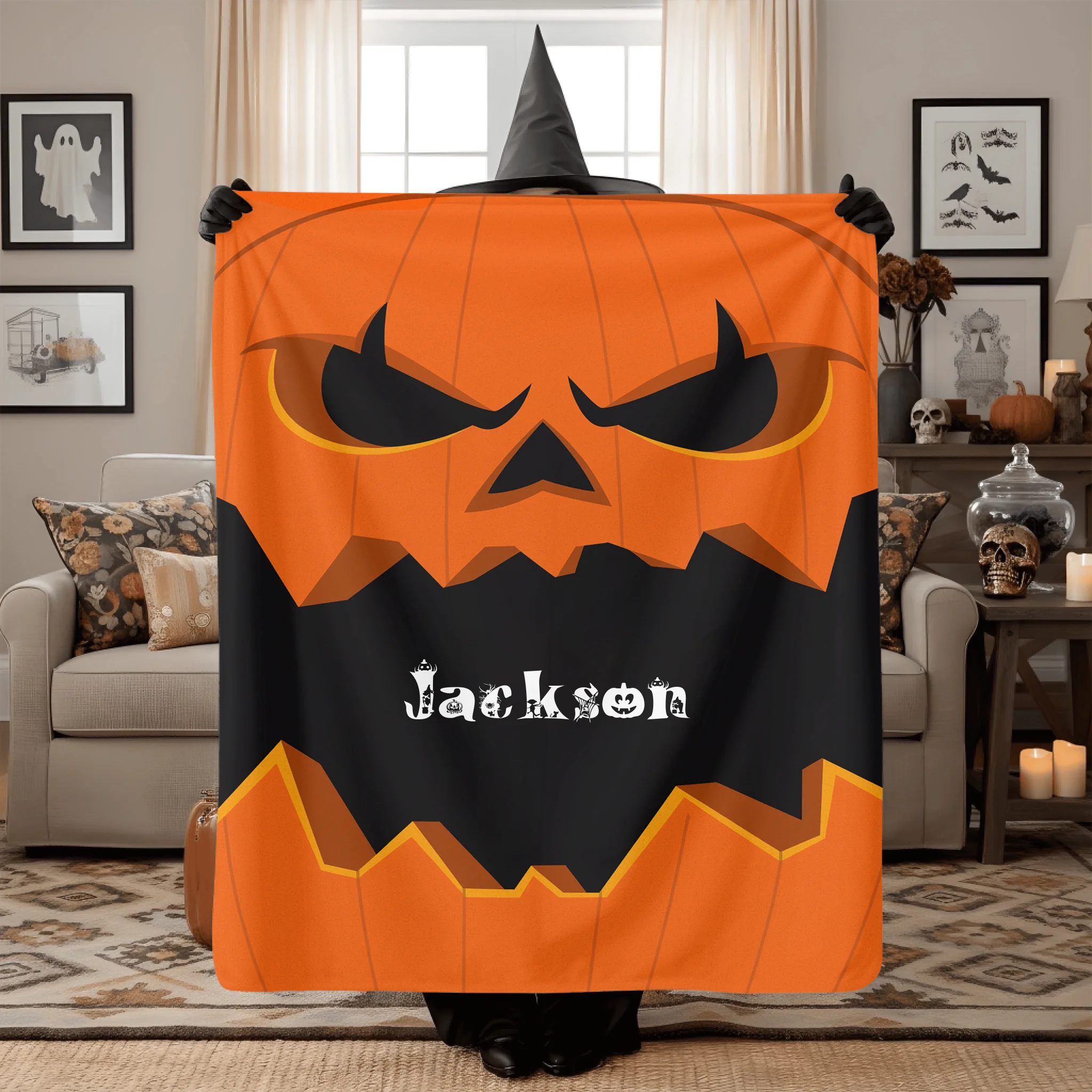 Custom Halloween Monster Blanket – Personalized Spooky Character Throw – Gift for Kids and Adults