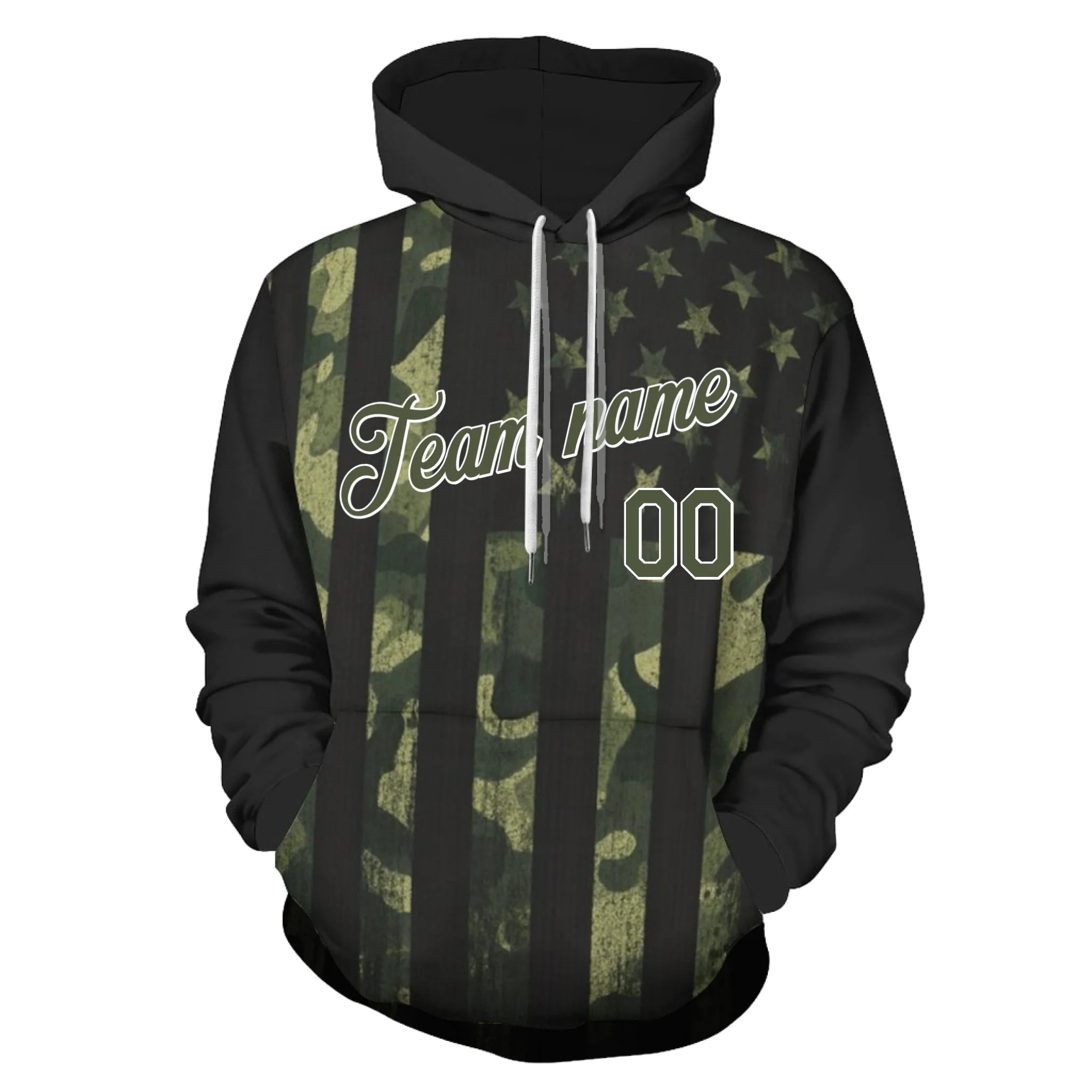 Custom Camo American Flag Hoodie - Personalized Military USA Team Sweatshirt - Gift for Men Women Teens