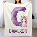 Custom Unicorn Blanket - Personalized Unicorn Name Throw - Gift for Kids and Girls