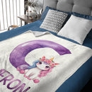 Custom Unicorn Blanket - Personalized Unicorn Name Throw - Gift for Kids and Girls