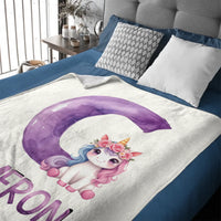 Custom Unicorn Blanket - Personalized Unicorn Name Throw - Gift for Kids and Girls