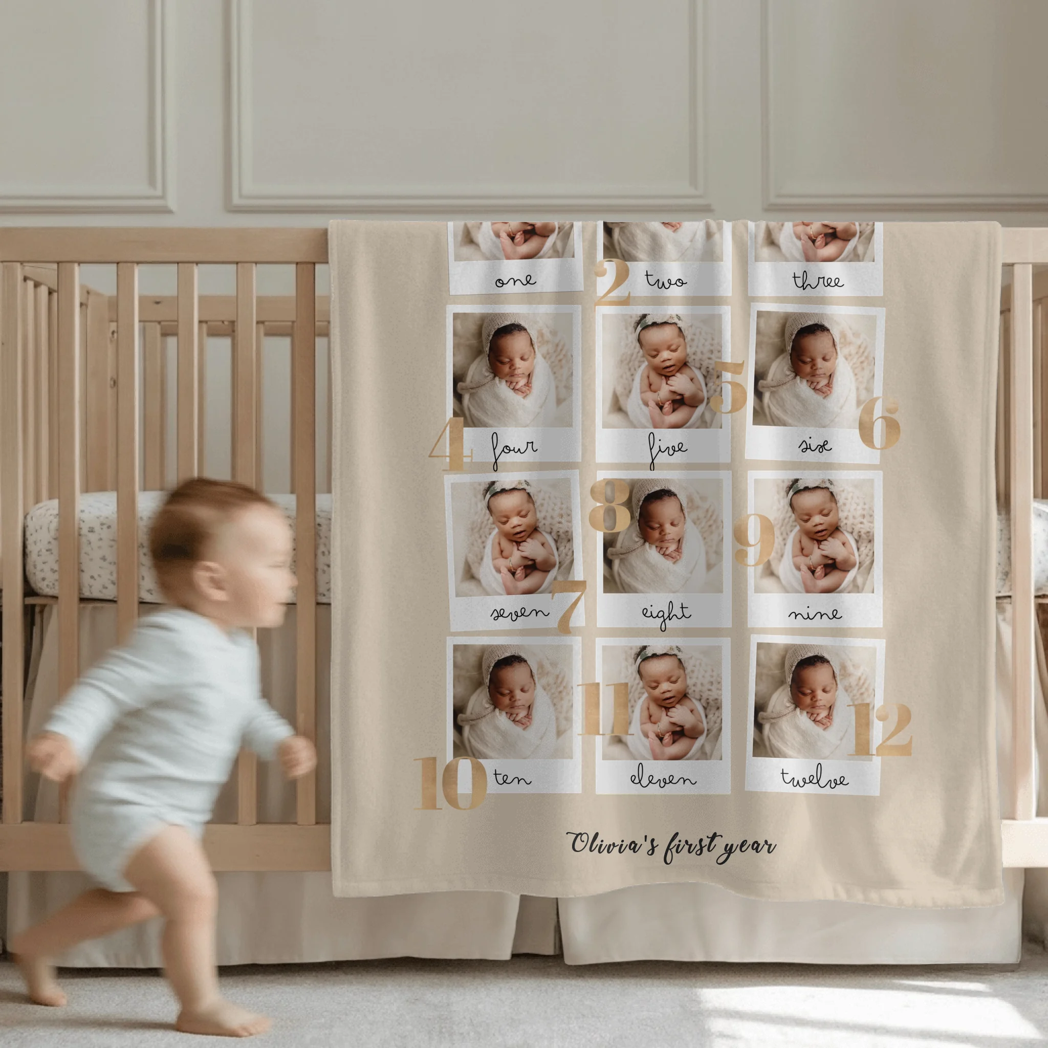 Personalized Milestone Baby Blanket From Newborn to One Year of Love in Photos