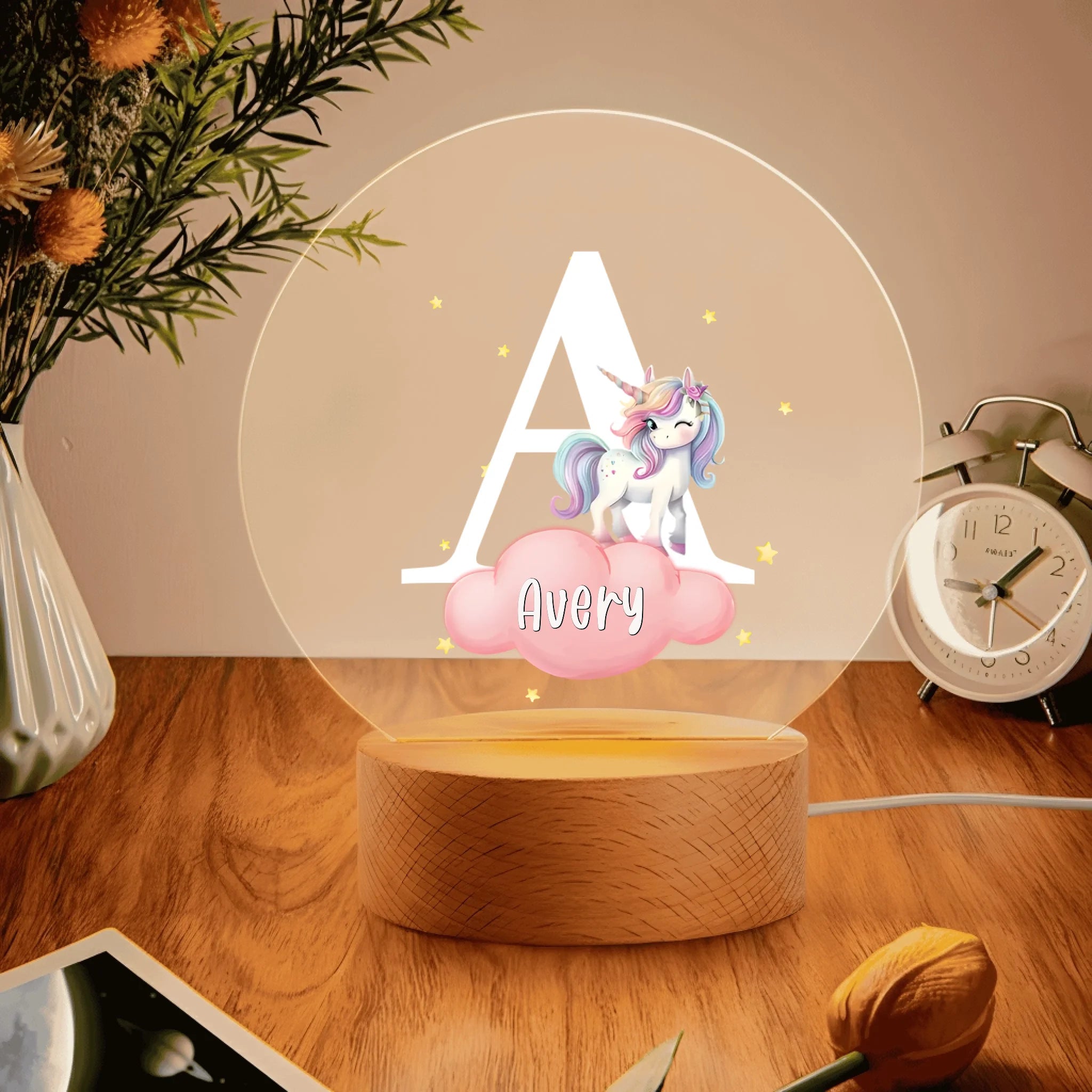 Personalized Forest Animals Night Light with Name – Gift for Kids, Baby Shower, Birthday
