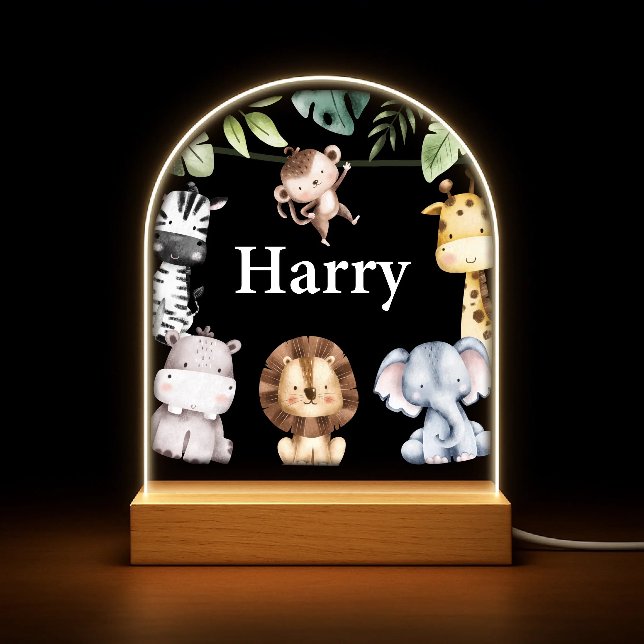 Custom Jungle Animal Night Light - Personalized Safari Star Lamp - Gift for Boys Girls Baby copy