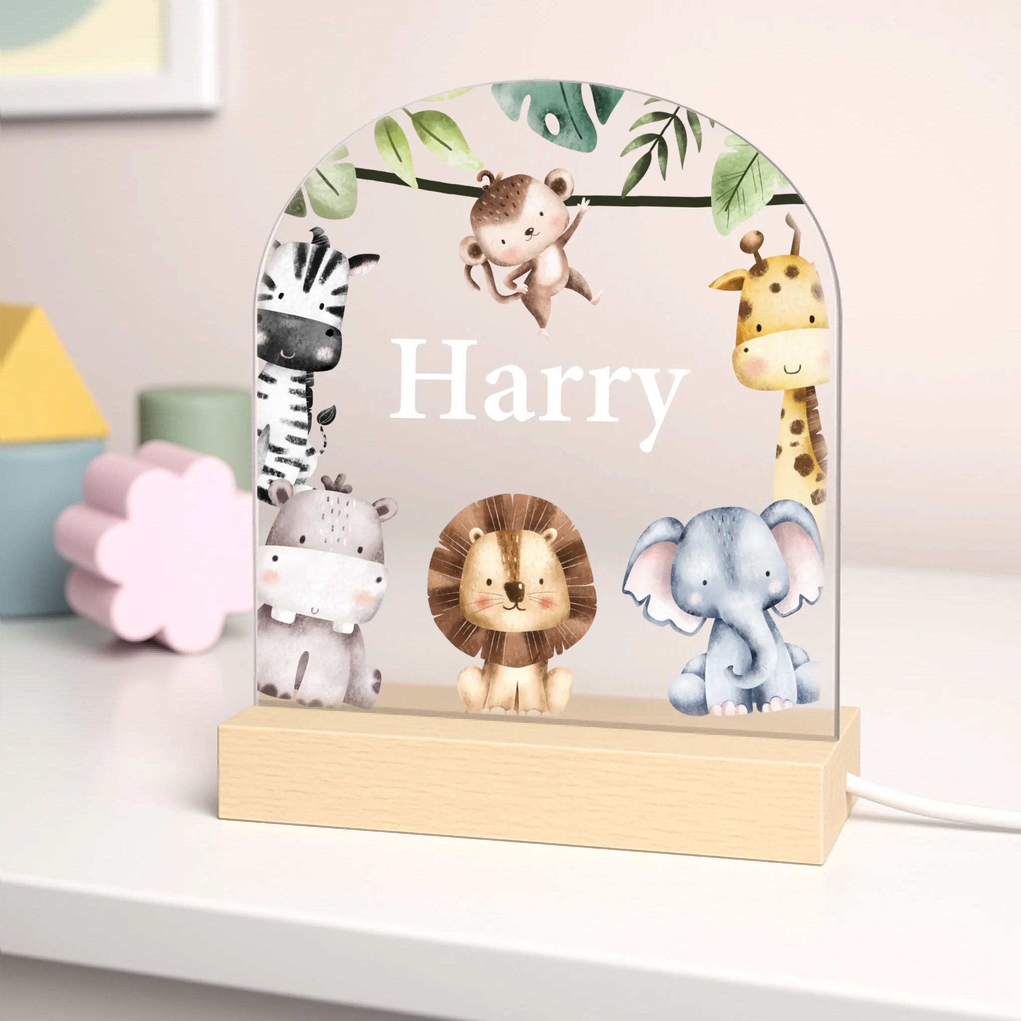 Custom Jungle Animal Night Light - Personalized Safari Star Lamp - Gift for Boys Girls Baby copy