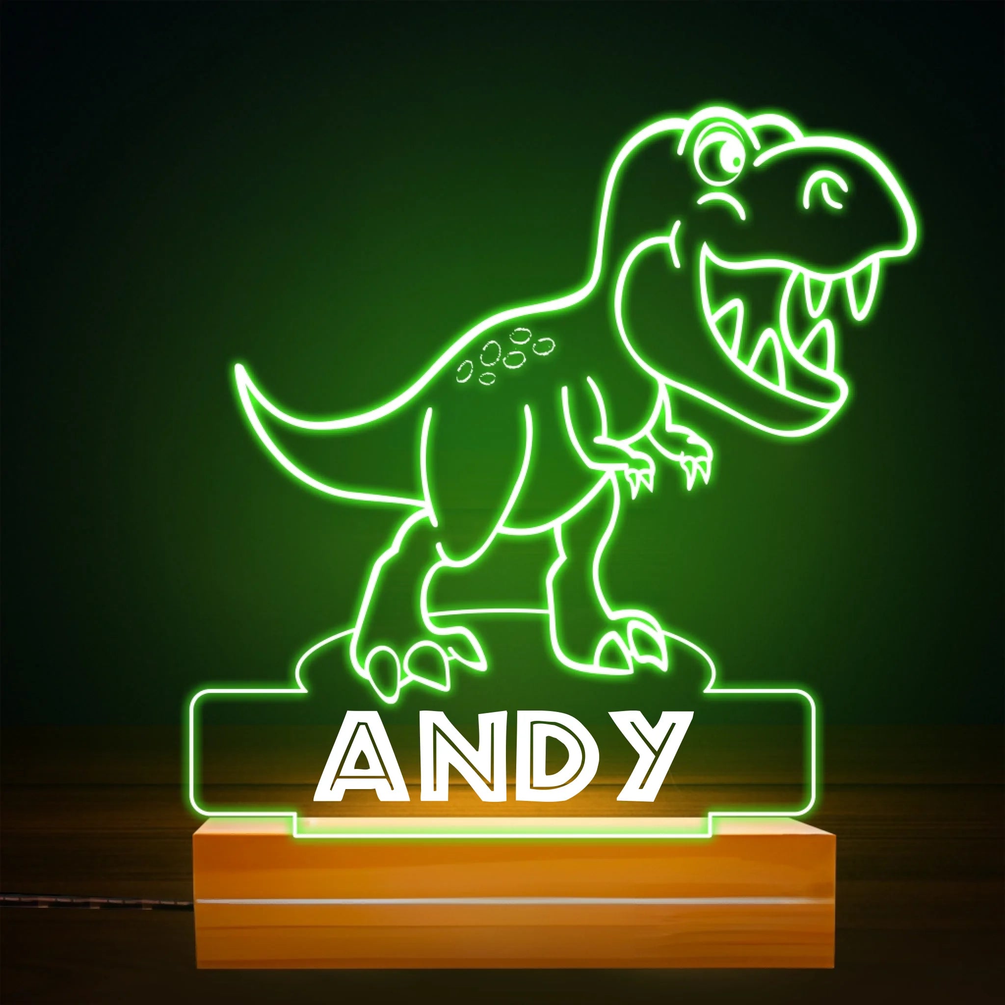 Custom Dinosaur Night Light - Personalized Kids LED Name Lamp - Gift for Boys and Girls Bedroom Decor