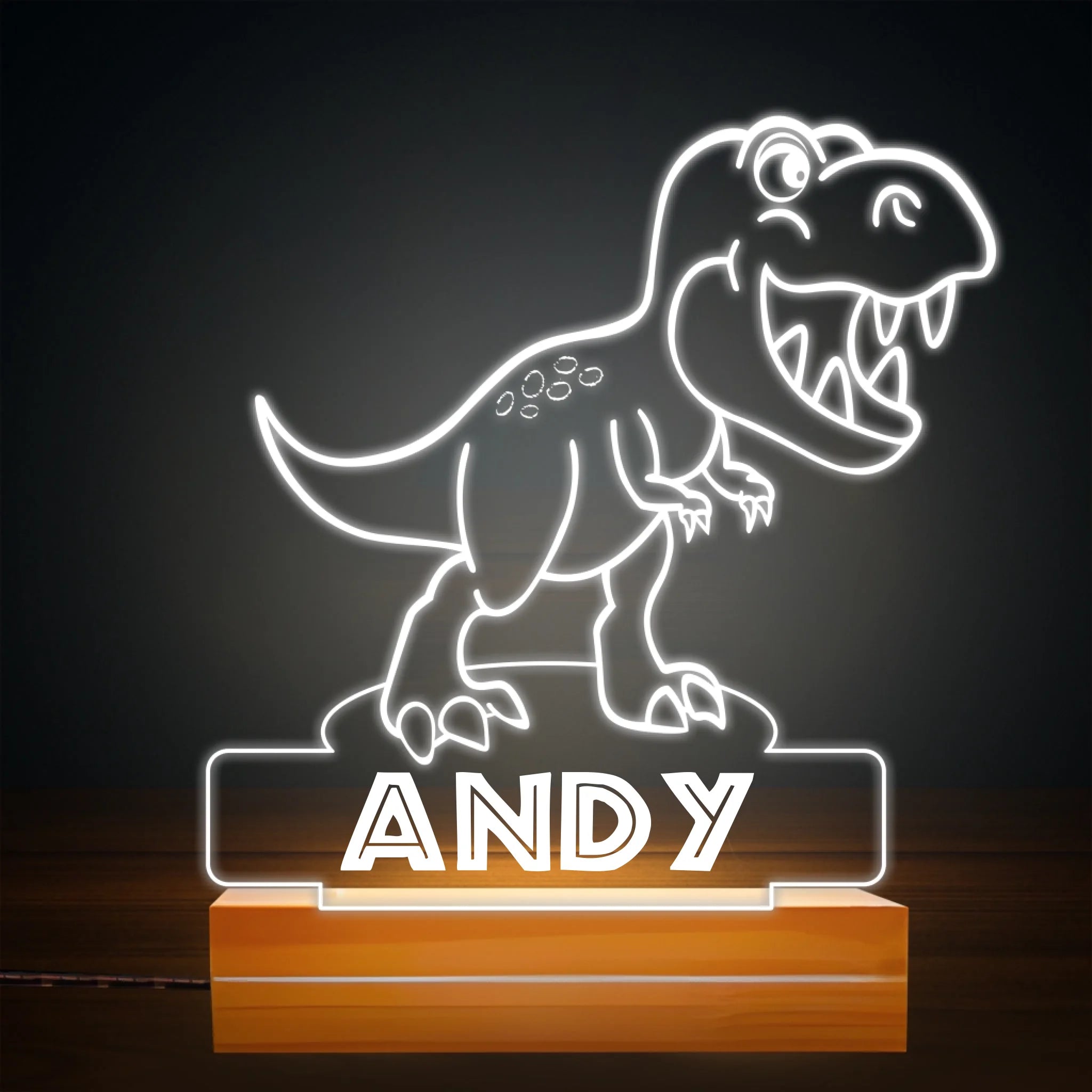 Custom Dinosaur Night Light - Personalized Kids LED Name Lamp - Gift for Boys and Girls Bedroom Decor