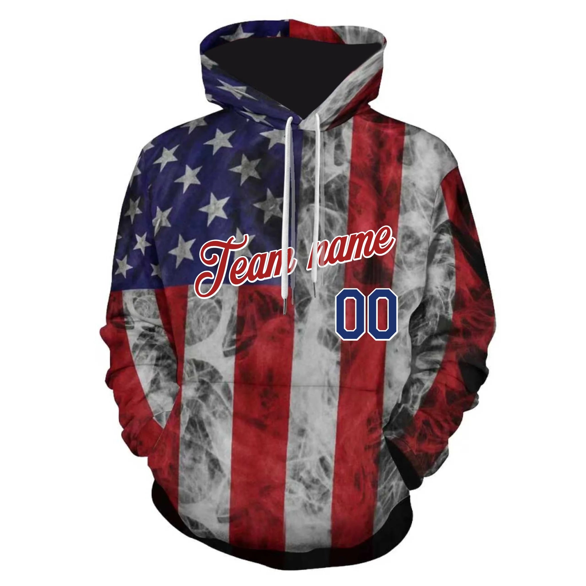 Custom American Flag Hoodie - Personalized USA Pride Team Pullover - Gift for Men Women Teens