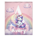 Customized Rainbow Unicorn Kids Blanket - Personalized Initial and Name - Magical Gift For Kids