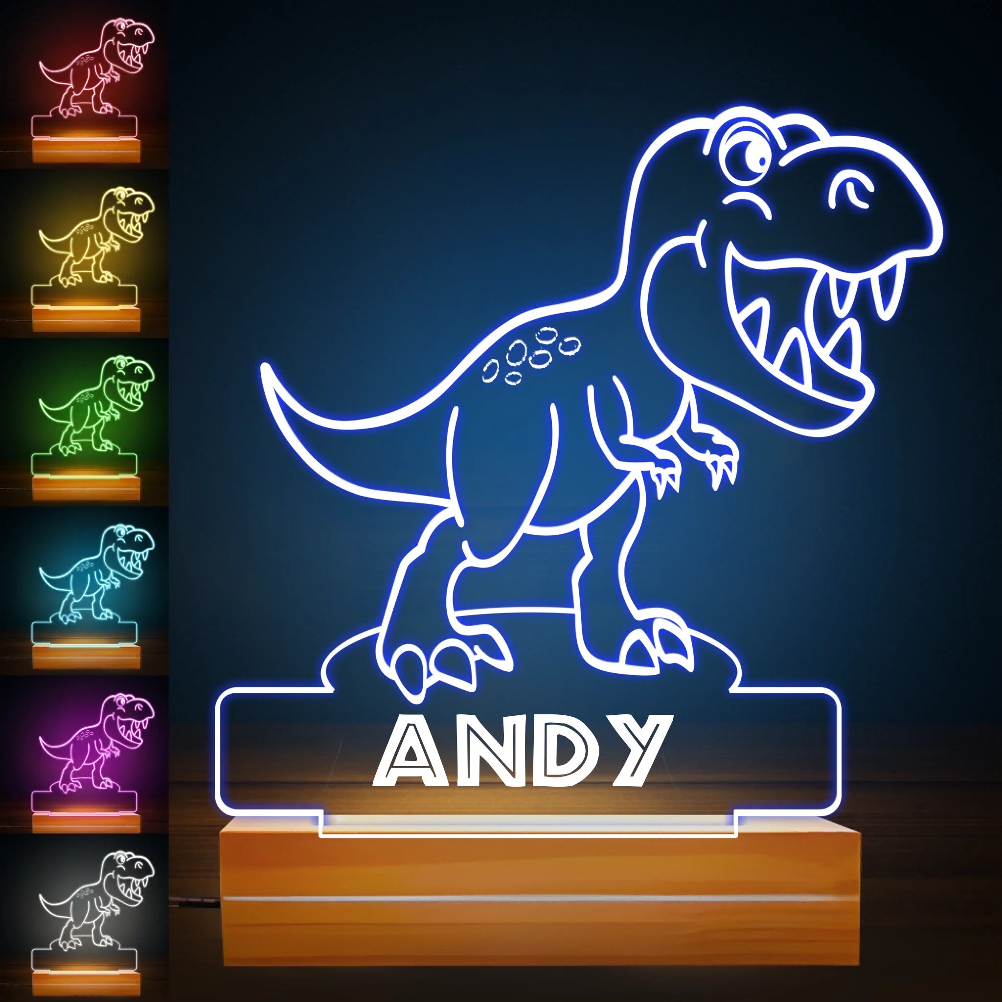 Custom Dinosaur Night Light - Personalized Kids LED Name Lamp - Gift for Boys and Girls Bedroom Decor