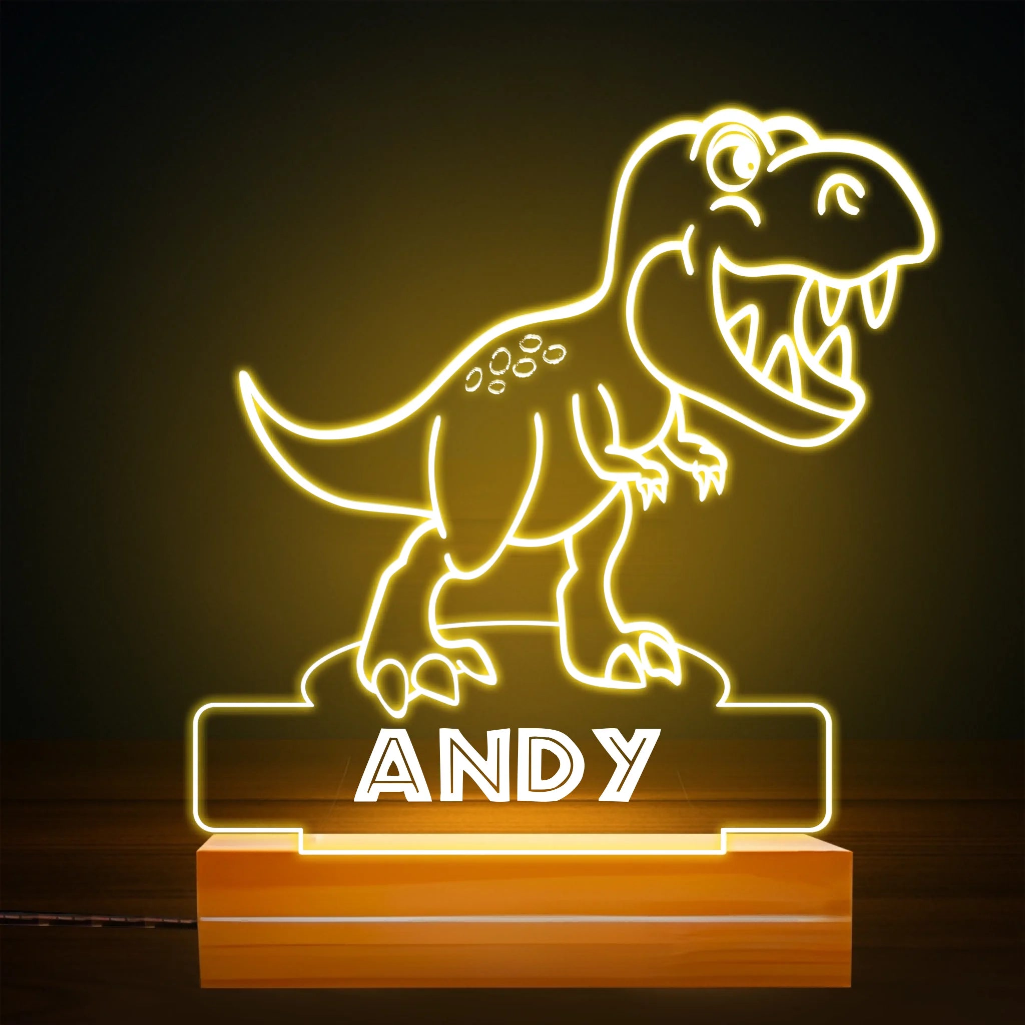 Custom Dinosaur Night Light - Personalized Kids LED Name Lamp - Gift for Boys and Girls Bedroom Decor