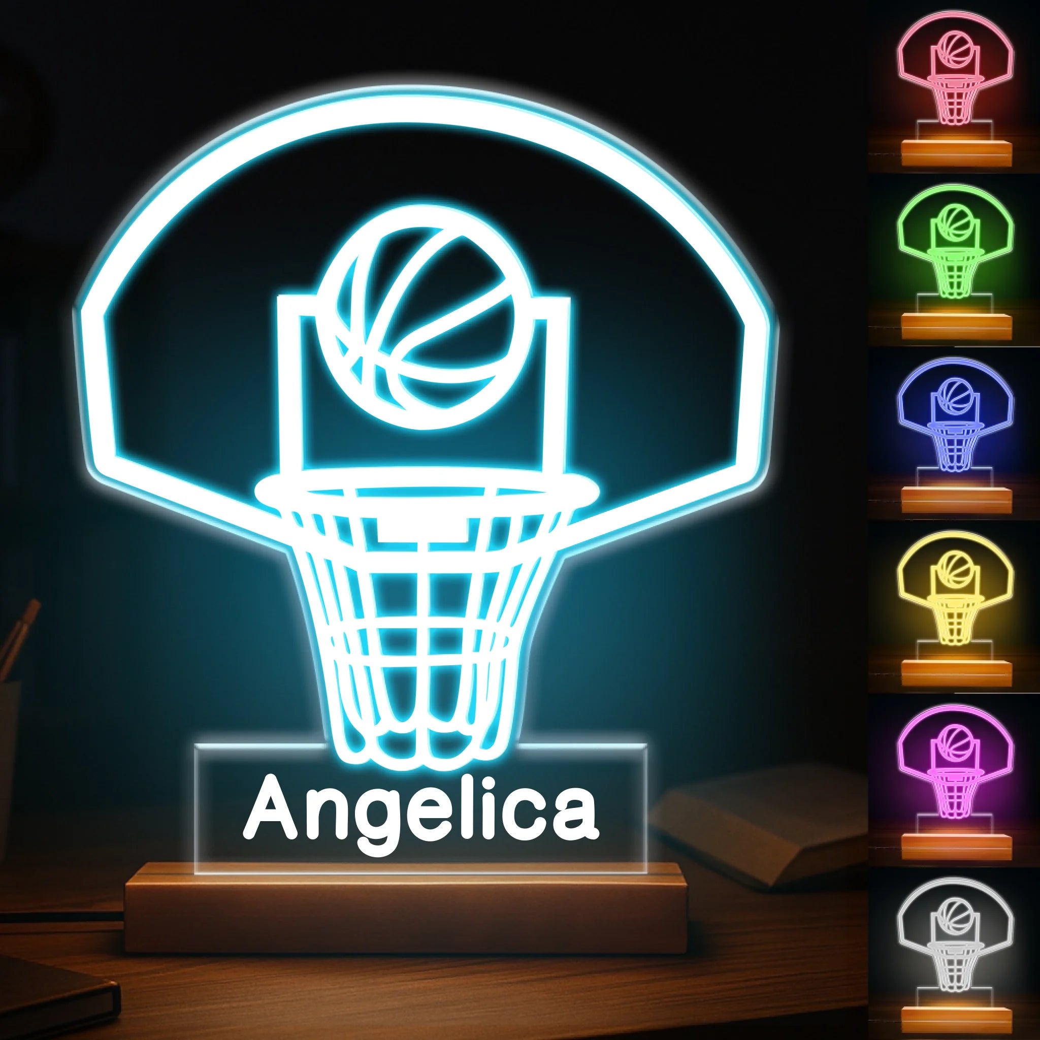 Custom Basketball LED Lamp - Personalized 7-Color Acrylic Night Light - Gift for Kids Boys Girls Sports Fans