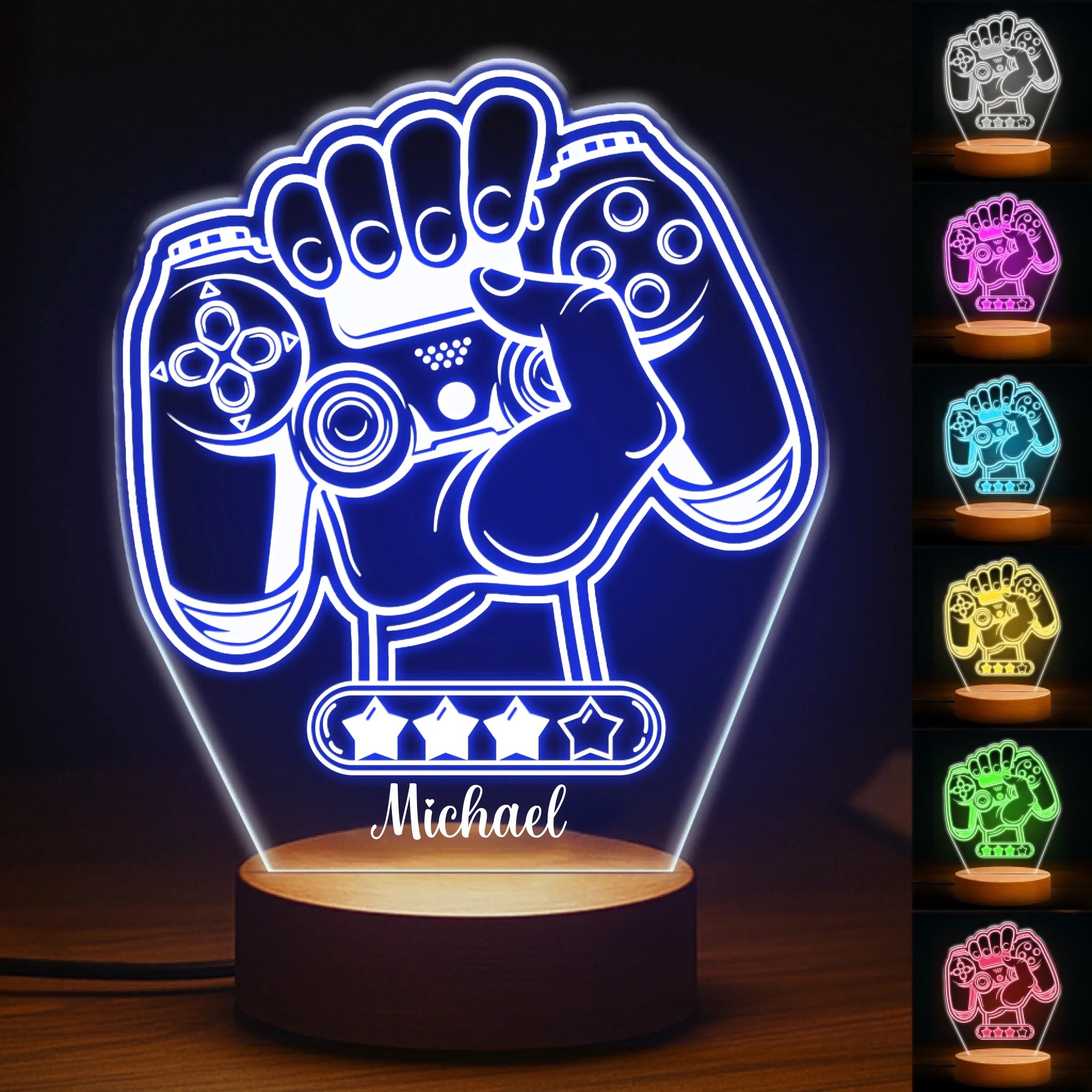 Custom Gamepad Night Light - Personalized 7 Colors Acrylic Lamp - Gift for Kids Teen Gamers