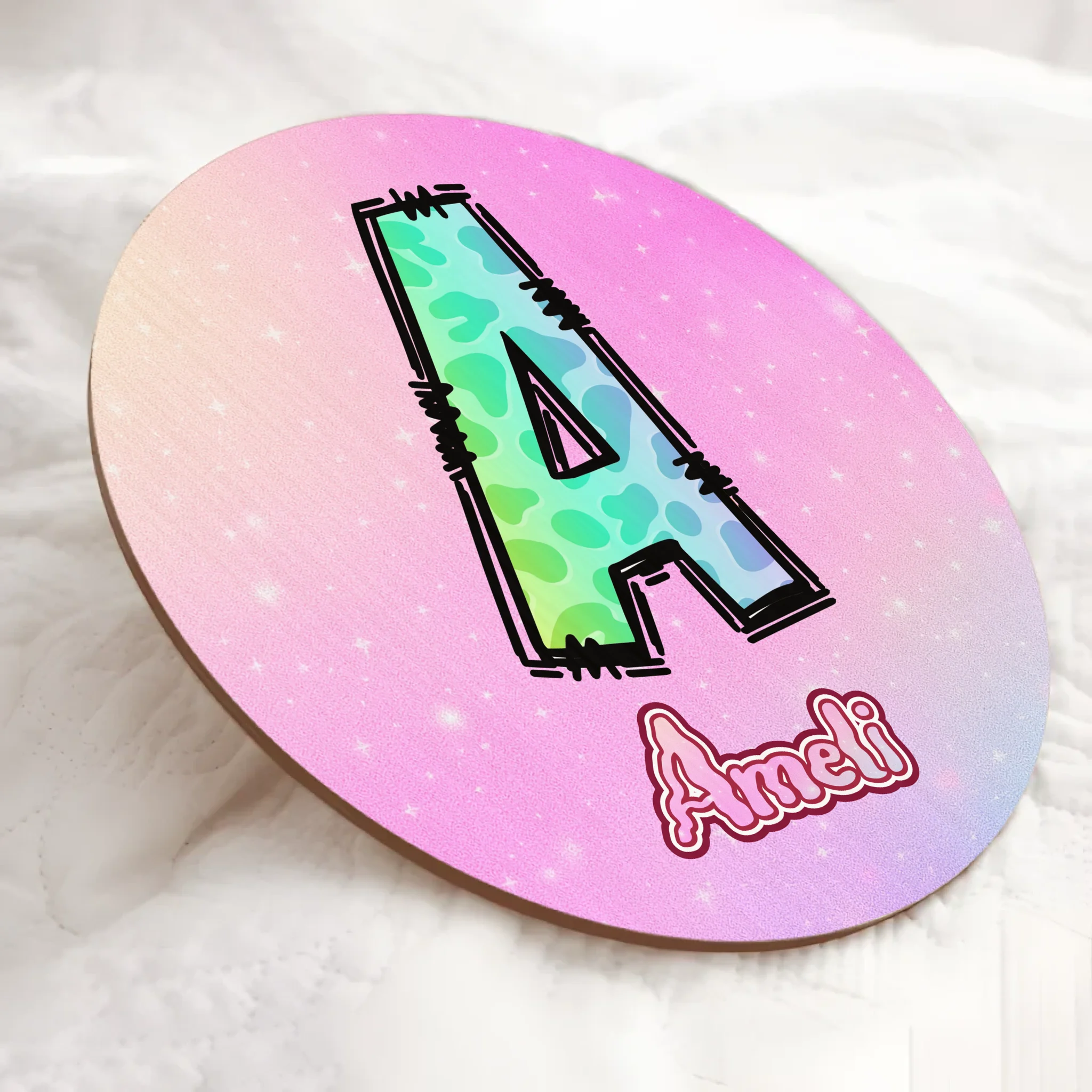 Custom Leopard Print Letter Wooden Door Sign - Personalized Initial Wall Plaque with Name - Gift for Kids Room