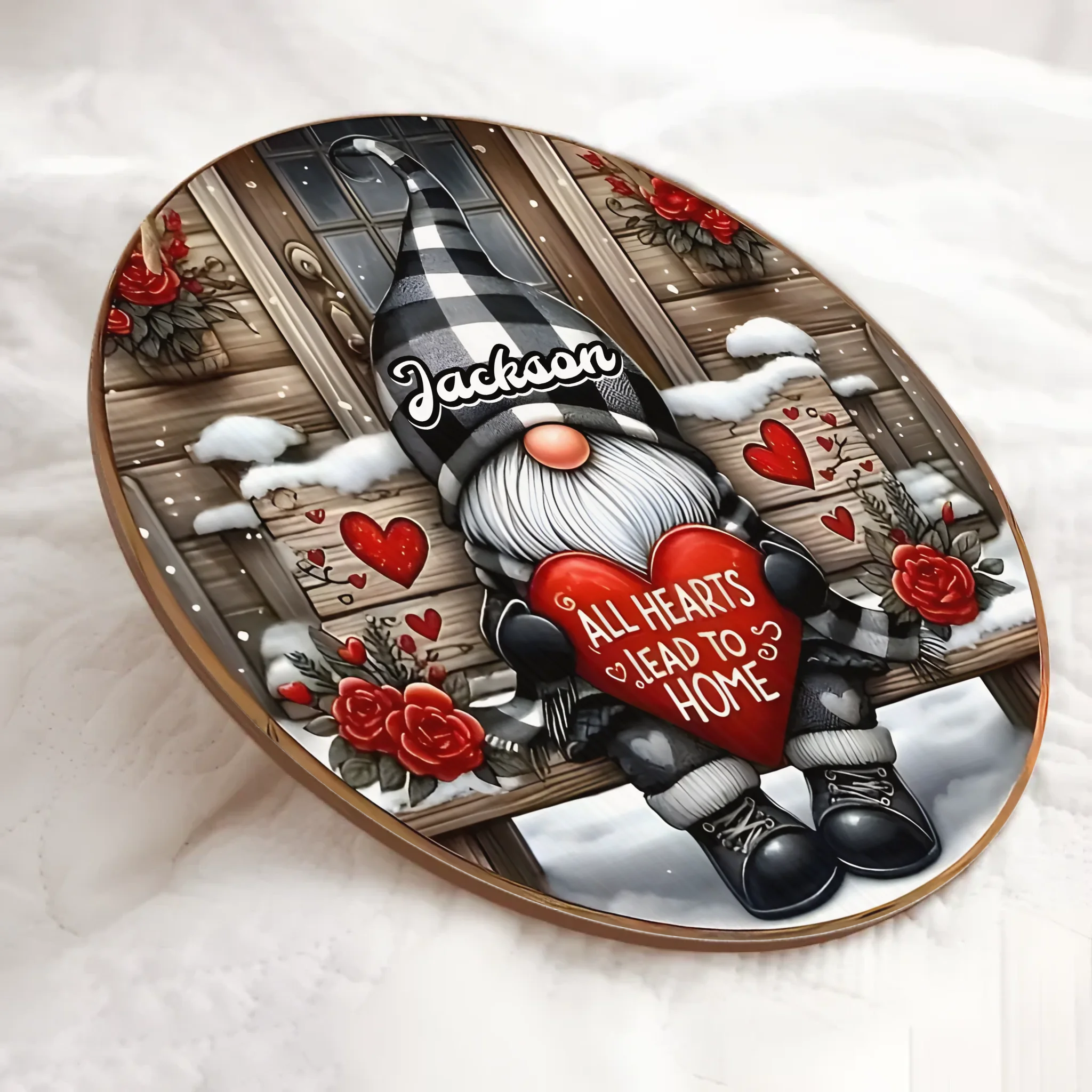 Customized Christmas style Decorative Wooden Doorplates - Personalized Door Sign with Name - Gift for Family