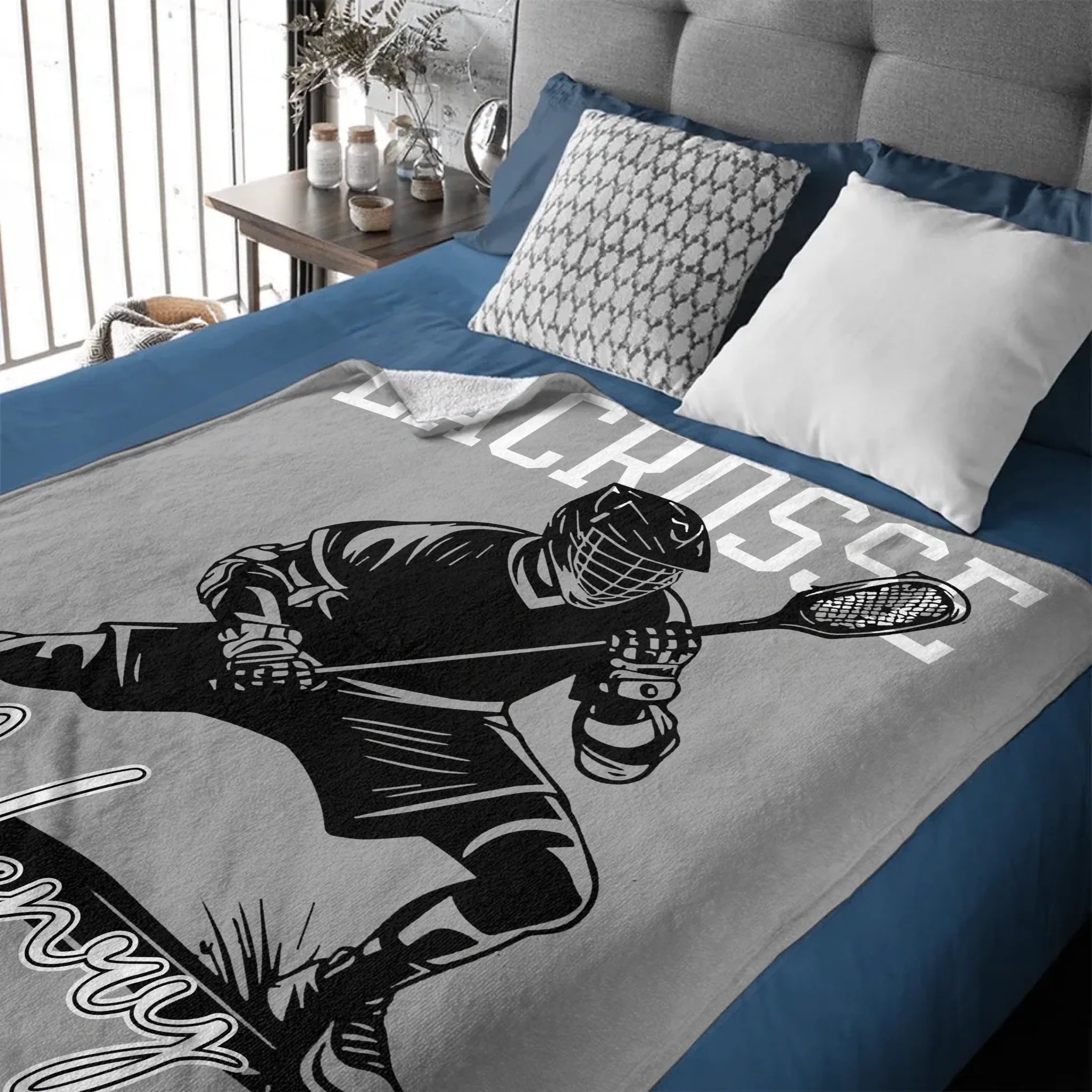 Custom Lacrosse Player Blanket – Personalized Sports Throw with Multiple Moves – Gift for Boys & Athletes