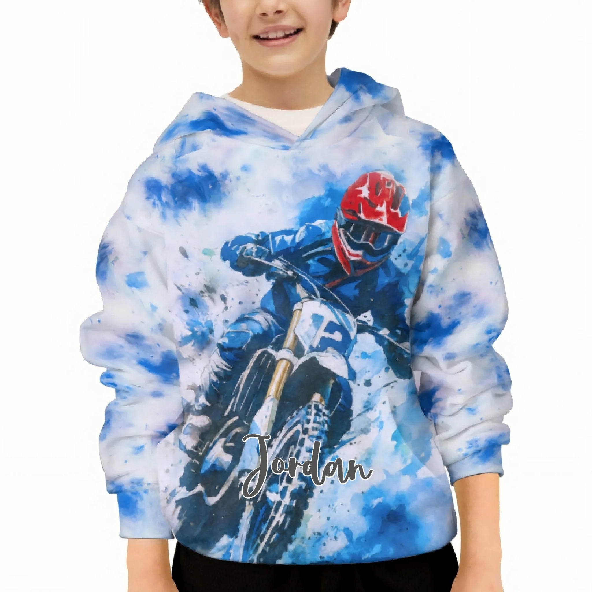 Custom Motocross Hoodie – Personalized Dirt Bike Sweatshirt – Gift for Kids & Teens