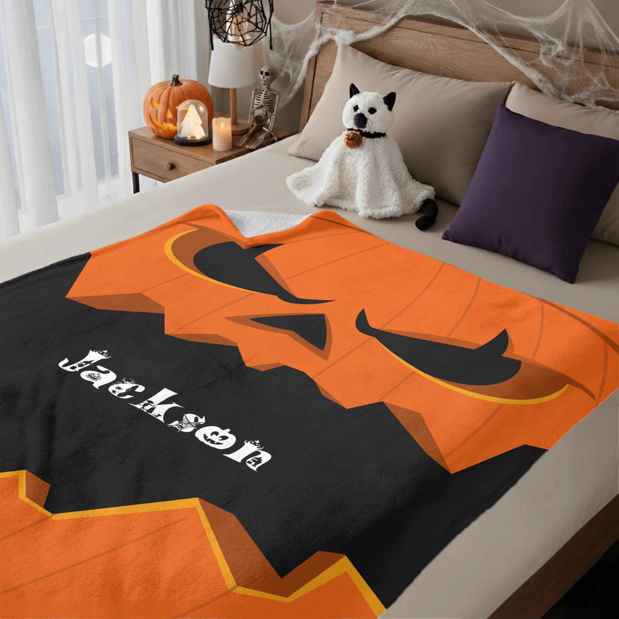 Custom Halloween Monster Blanket – Personalized Spooky Character Throw – Gift for Kids and Adults