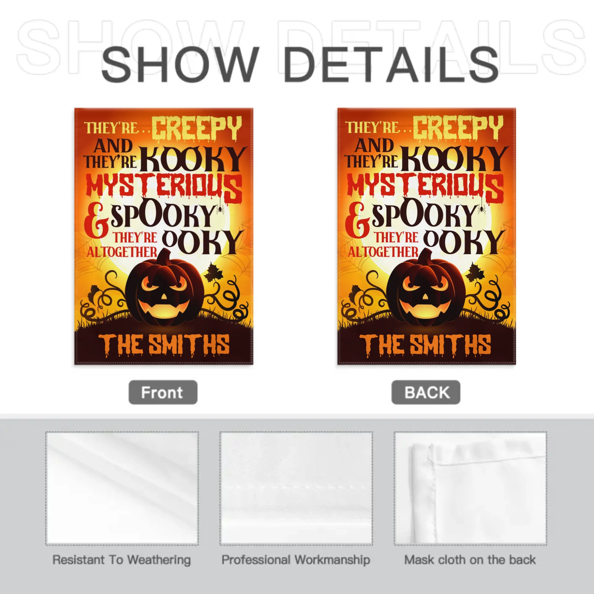 There're Creepy And There're Kooky - Personalized Funny Cat Flag, Halloween Ideas.