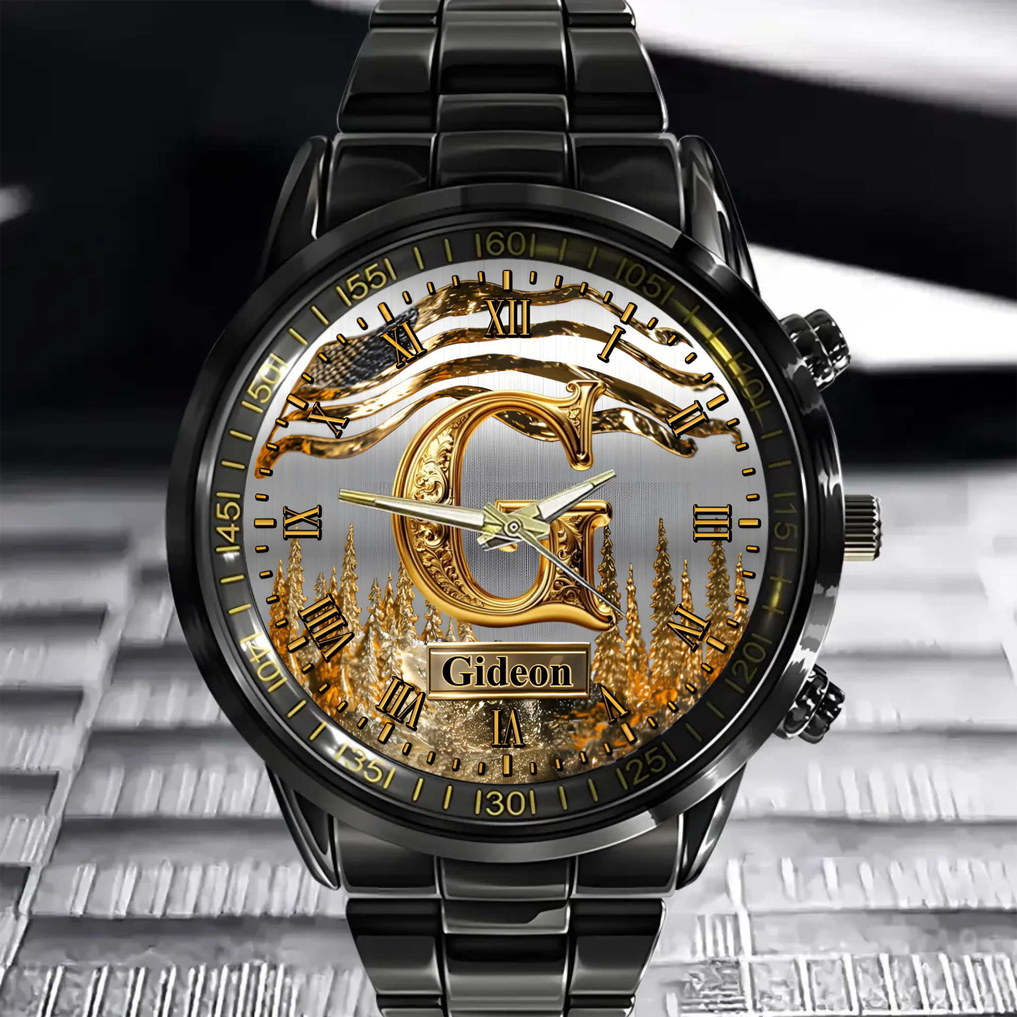 Custom Letter Watch - Personalized Initial Engraved Wristwatch with Strap Options for Men & Women - Gift for Him or Her