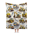 Personalized Construction Truck Blanket, Custom Kids Blanket With Name