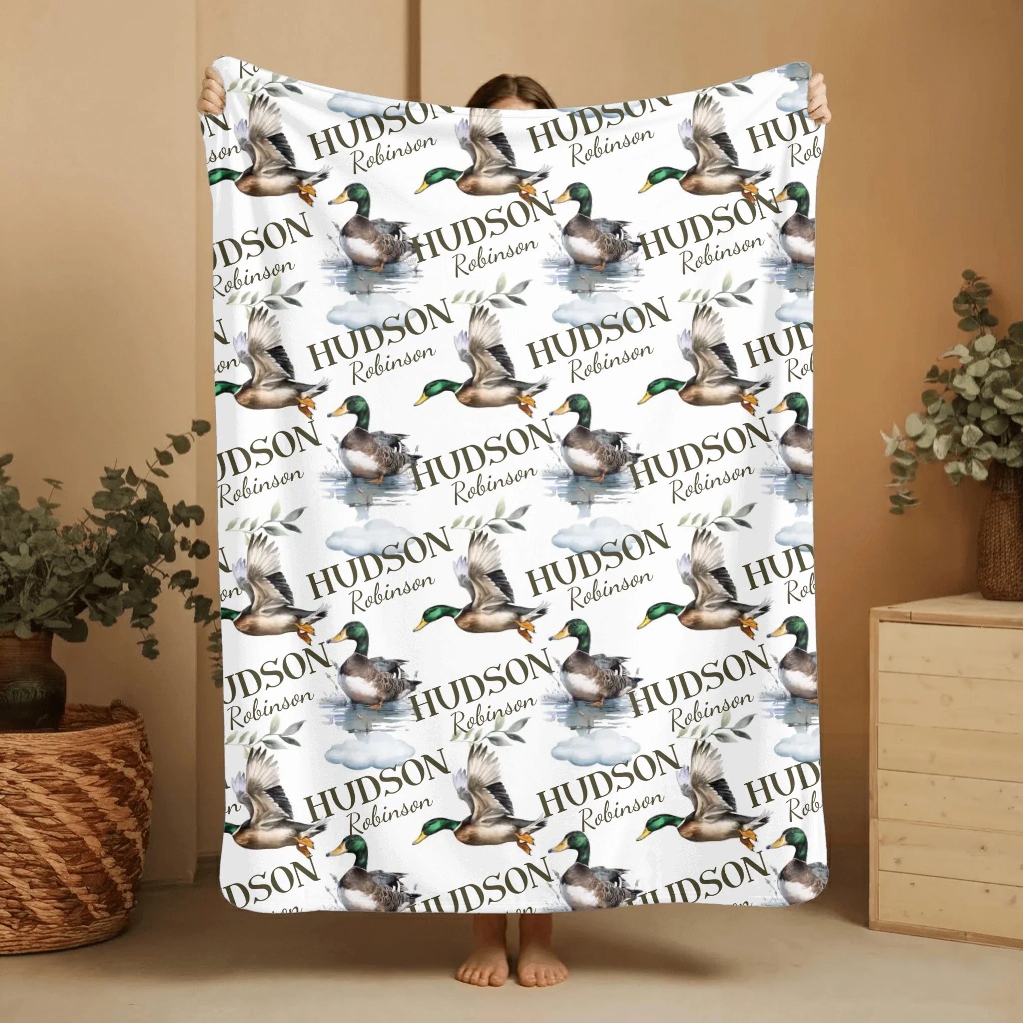 Personalized Mallard Duck Boy, Girl Name Blanket