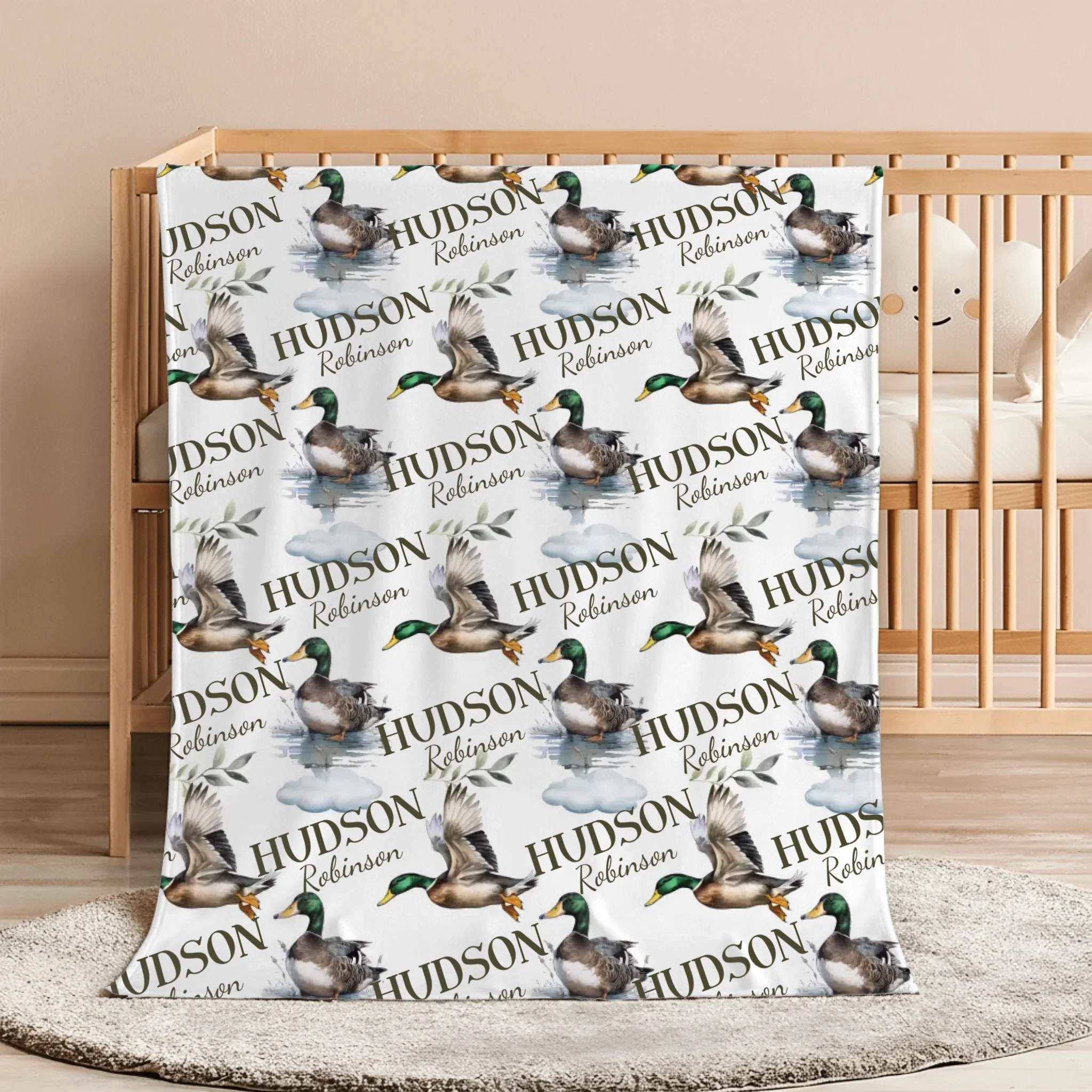 Personalized Mallard Duck Boy, Girl Name Blanket