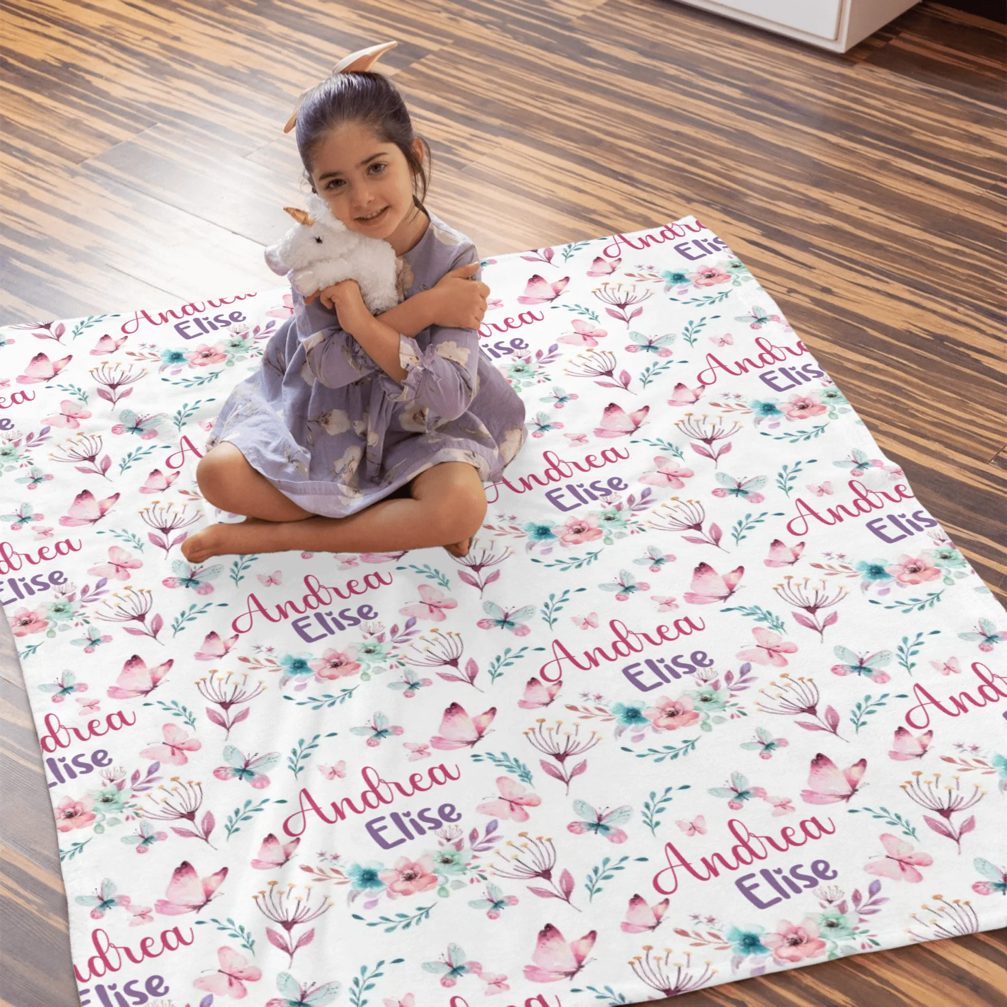 Butterfly Nursery Theme, Baby Girl Blanket With Name
