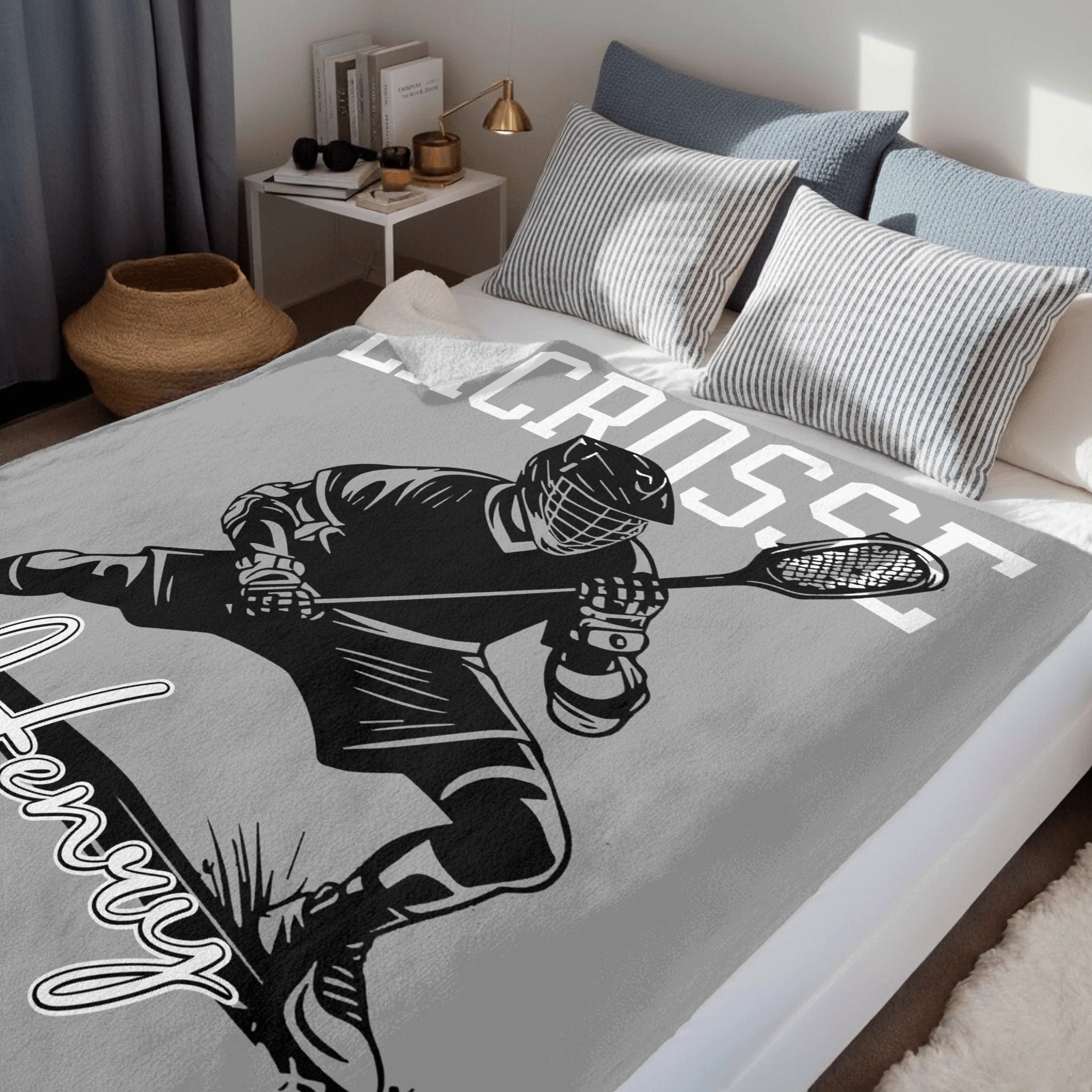 Custom Lacrosse Player Blanket – Personalized Sports Throw with Multiple Moves – Gift for Boys & Athletes